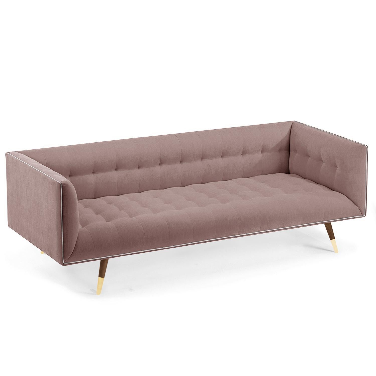 Dust Sofa, Large with Beech Brown - Polished Brass