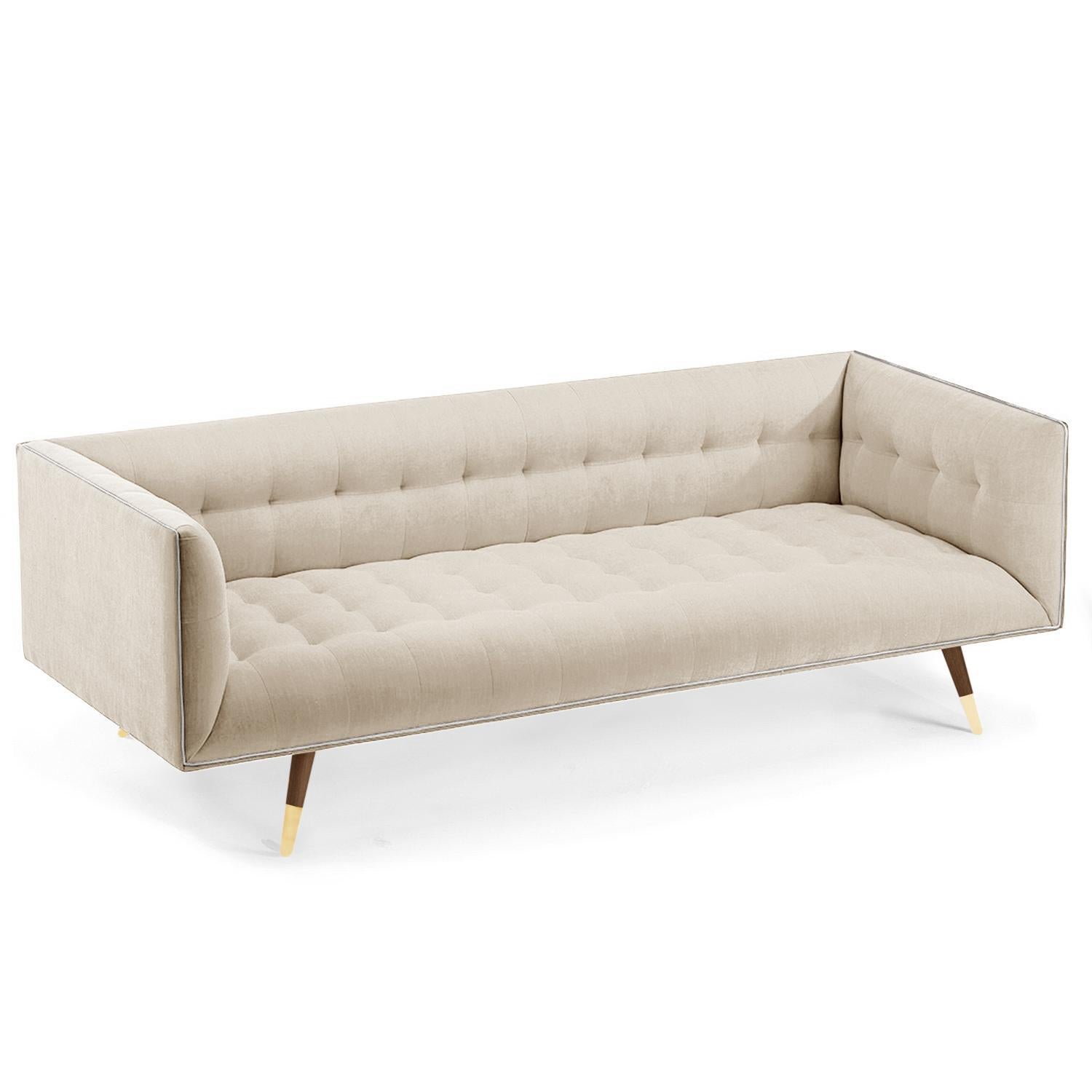 Modern Dust Sofa, Large with Beech Brown - Polished Brass For Sale