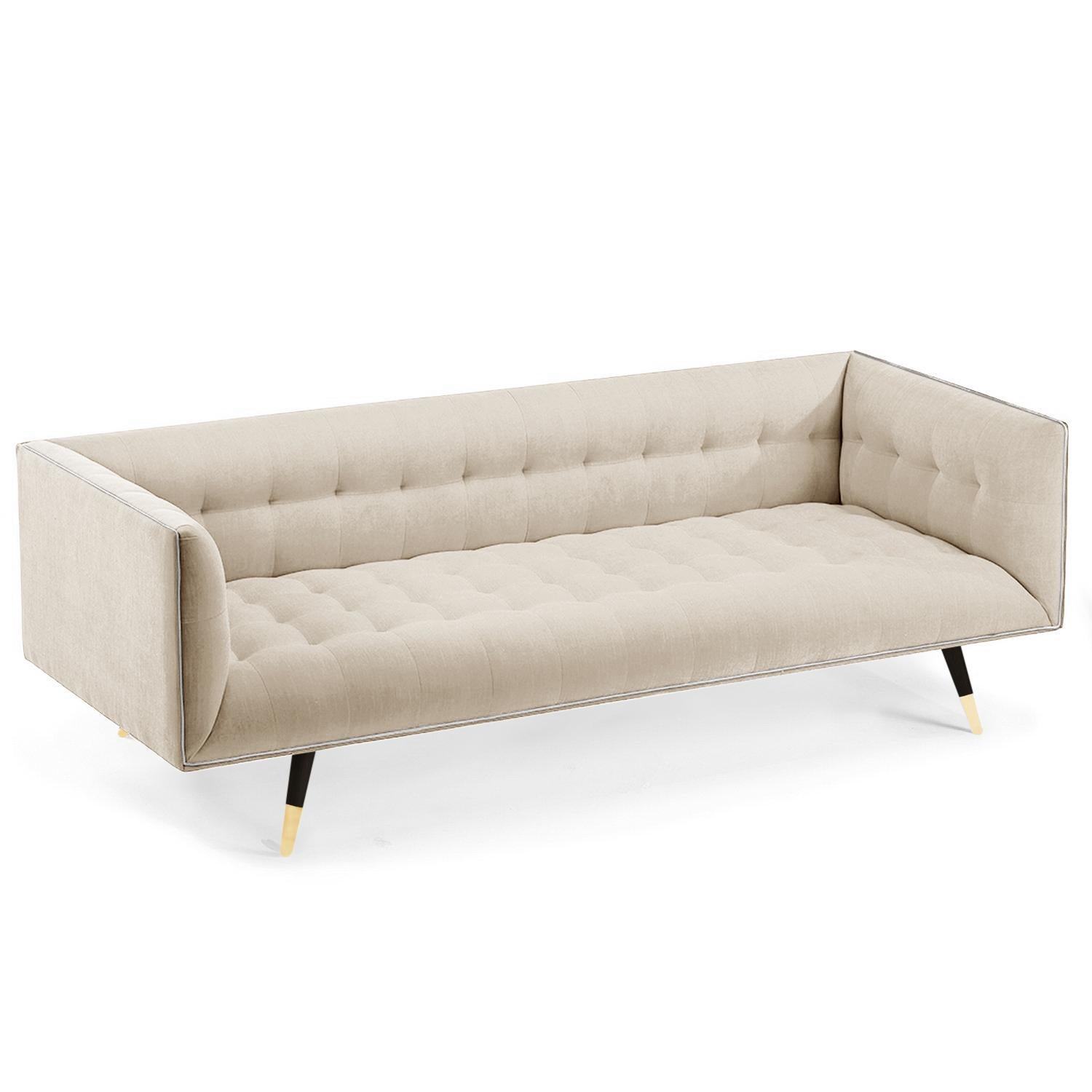 Modern Dust Sofa, Large with Beech Ebony - Polished Brass For Sale