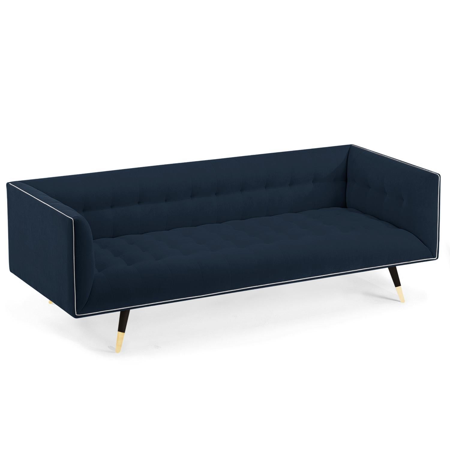 Hand-Crafted Dust Sofa, Large with Beech Ebony - Polished Brass For Sale