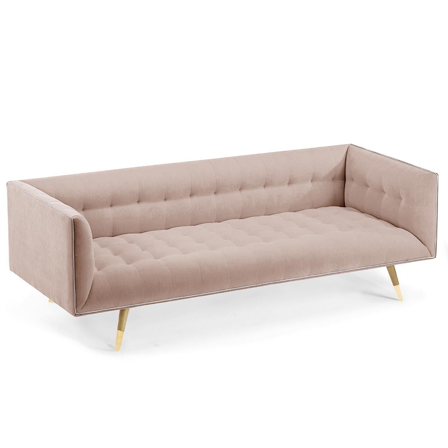 Dust Sofa, Large with Natural Light Oak - Polished Brass For Sale 8