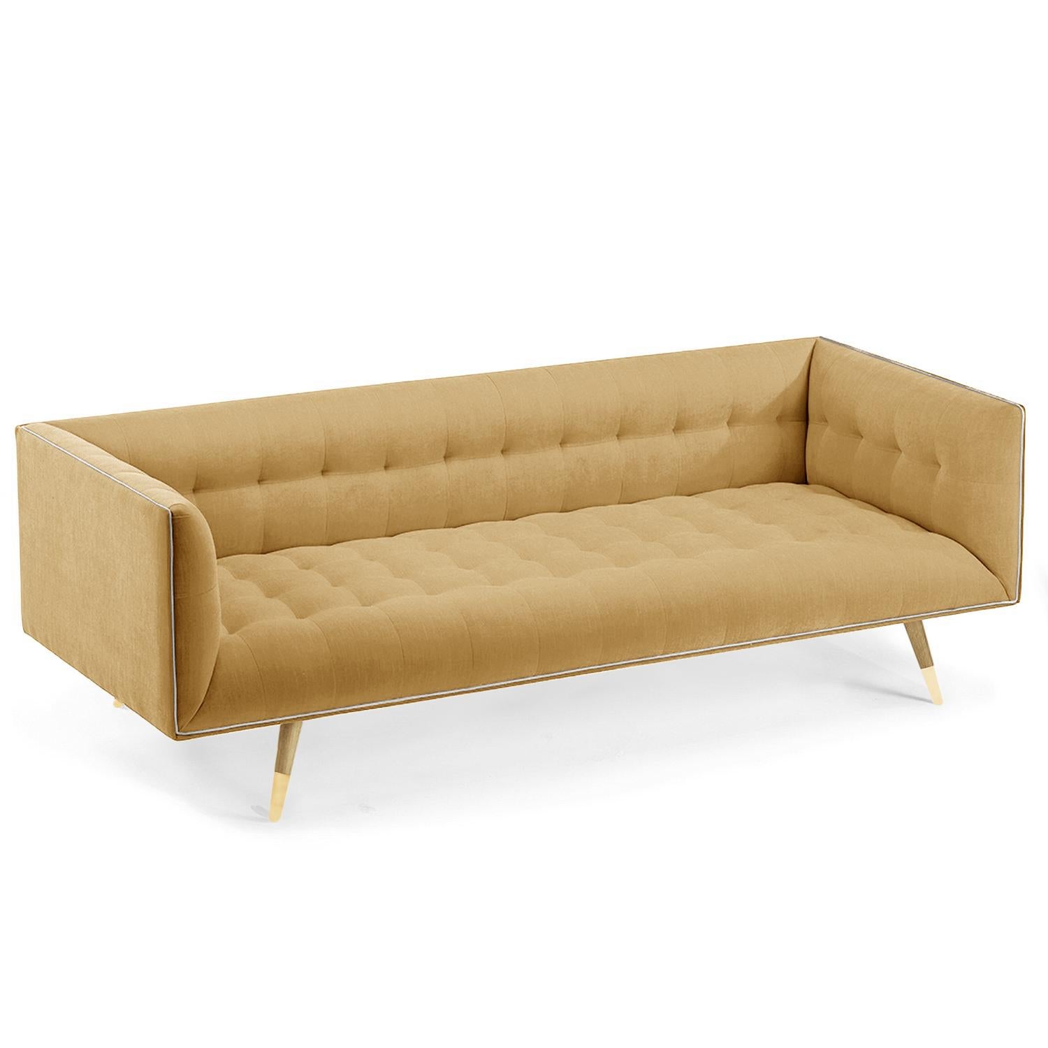 Dust Sofa, Large with Natural Light Oak - Polished Brass For Sale 9