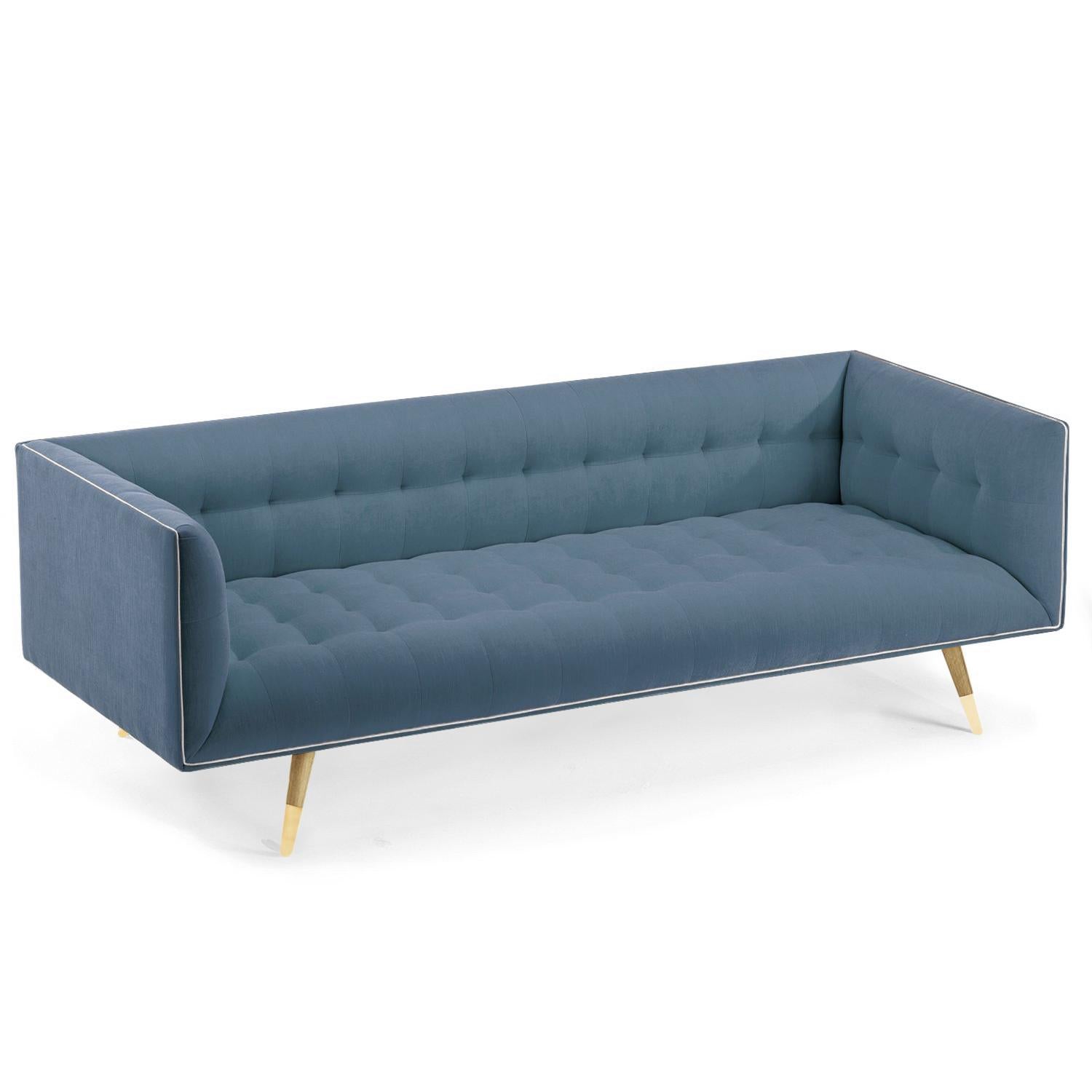 Metal Dust Sofa, Large with Natural Light Oak - Polished Brass For Sale