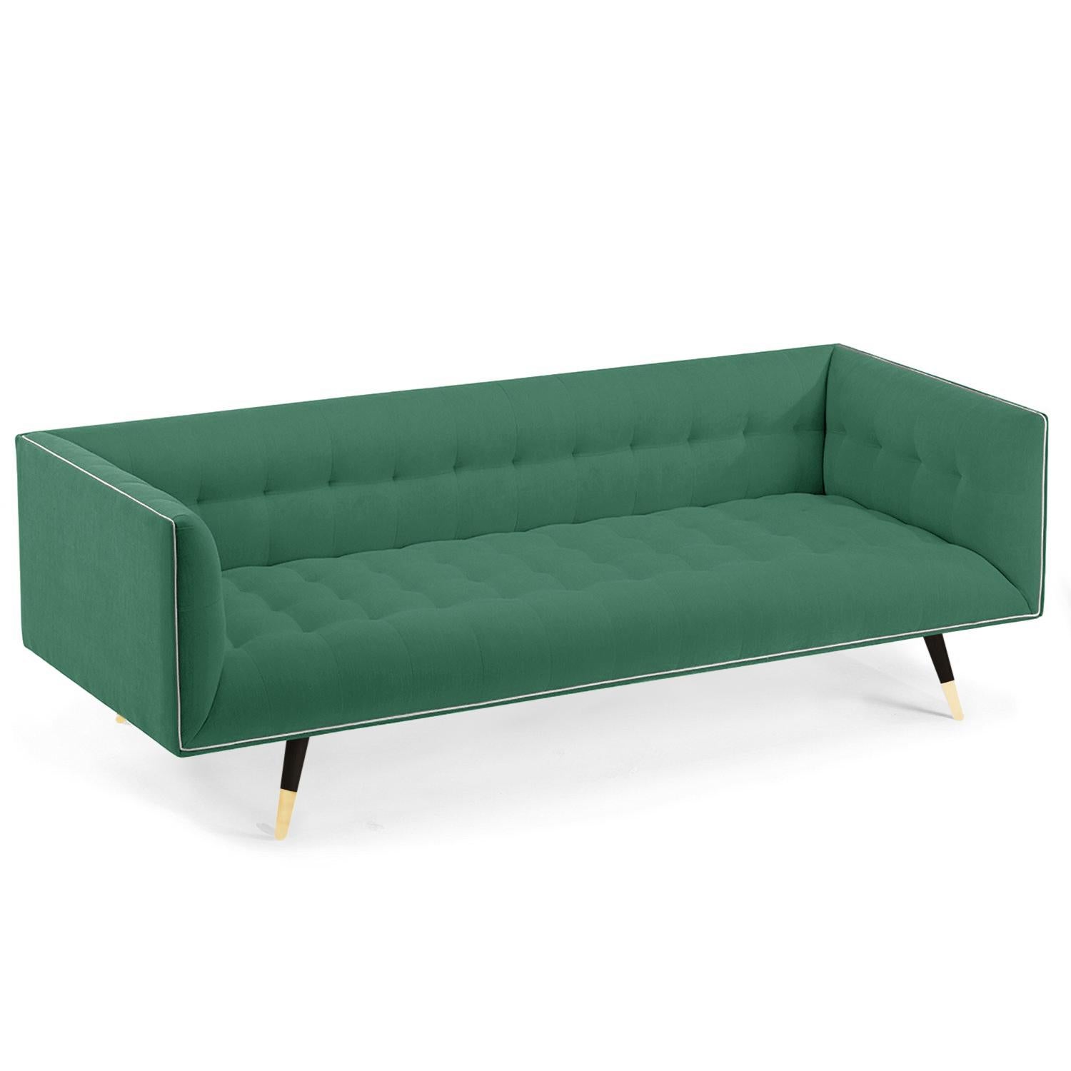 Metal Dust Sofa, Medium with Beech Ebony - Polished Brass For Sale