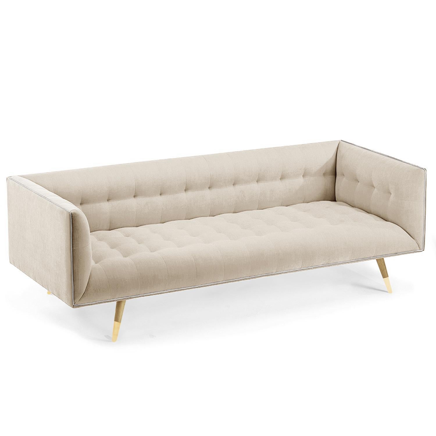 Portuguese Dust Sofa, Small with Natural Light Oak - Polished Brass For Sale