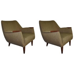 Dusted Green Lounge Chairs, Danish Mid-Century Modern, 1960s