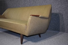Dusted Green Mid-Century Modern Sofa, Wool and Teak, 1960s