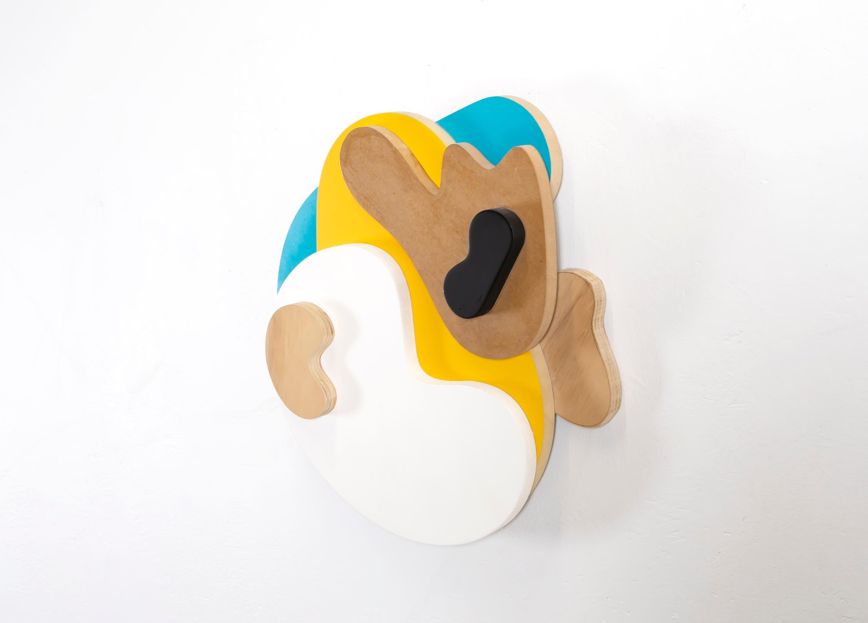 «A happy little accident» wall relief comprised of coloured, odd rounded shapes  For Sale 1
