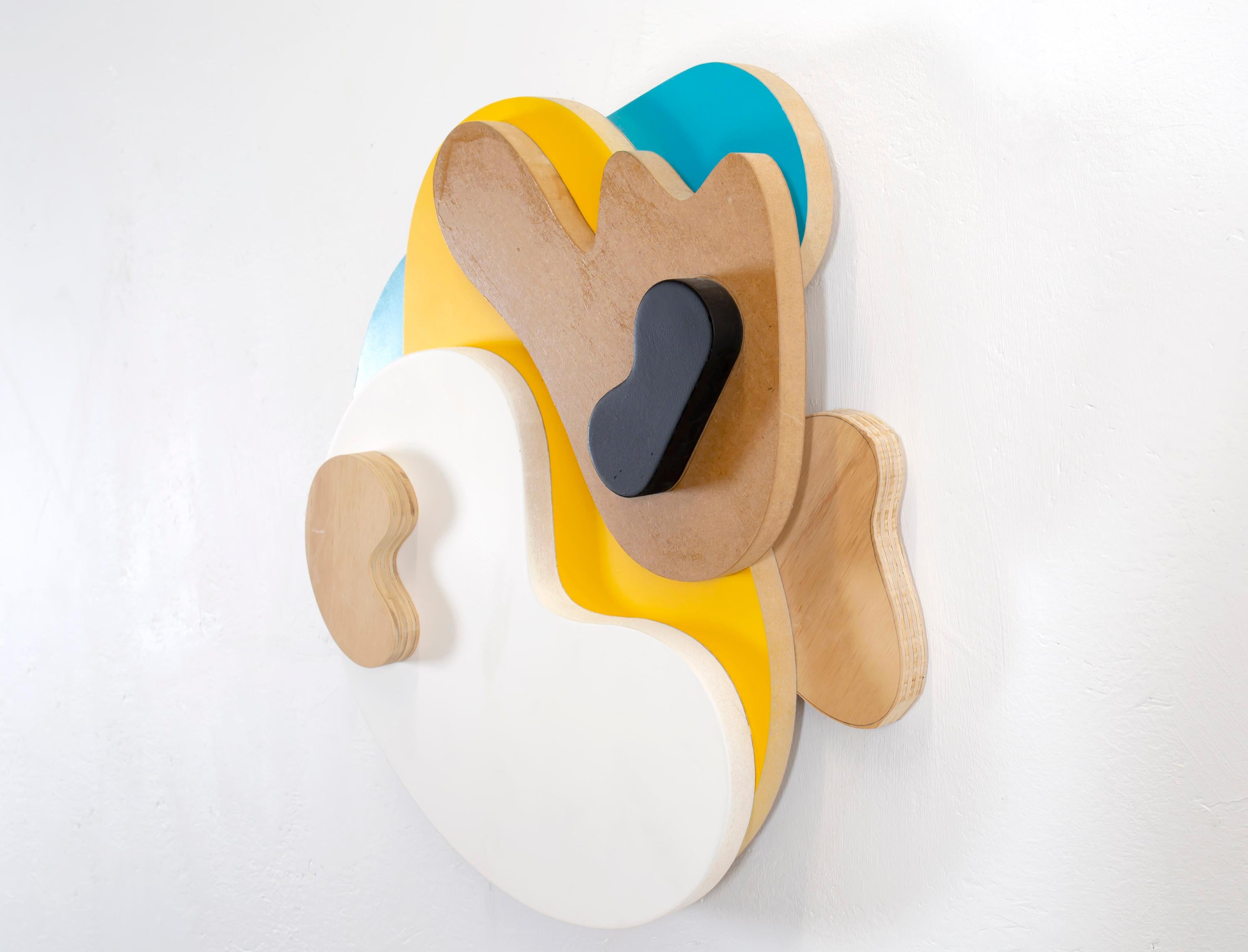 «A happy little accident» wall relief comprised of coloured, odd rounded shapes  For Sale 5