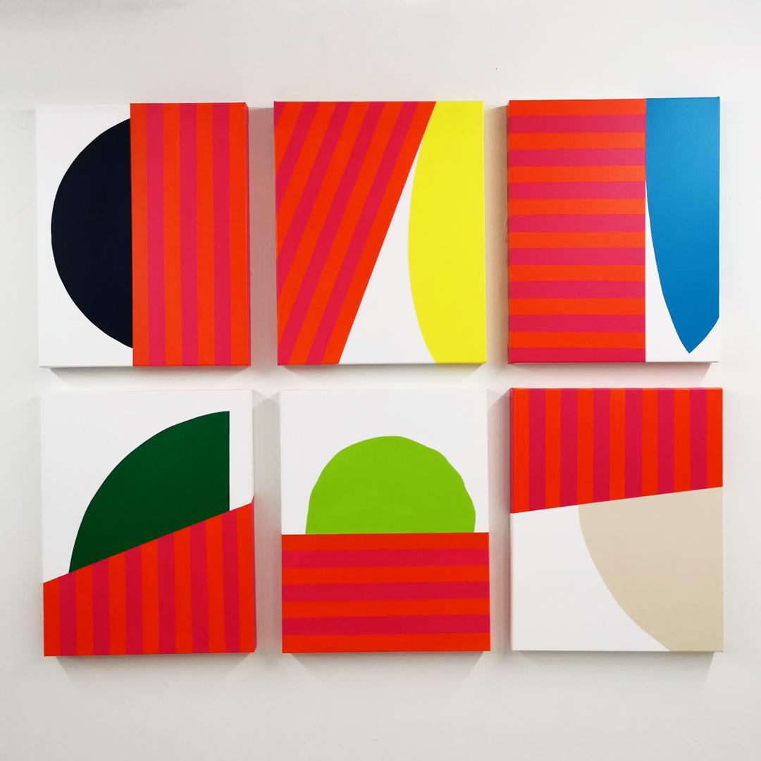 Cover Covers Abstrakte Acrylfarbe auf Leinwand, sechs gleiche Teile von Dustin Cook, 2021