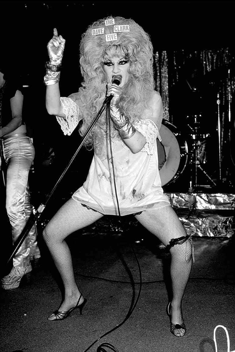 “Fuck off”, Jayne County & The Backstreet Boys, Club 82, 1974. - Black Black and White Photograph by Dustin Pittman
