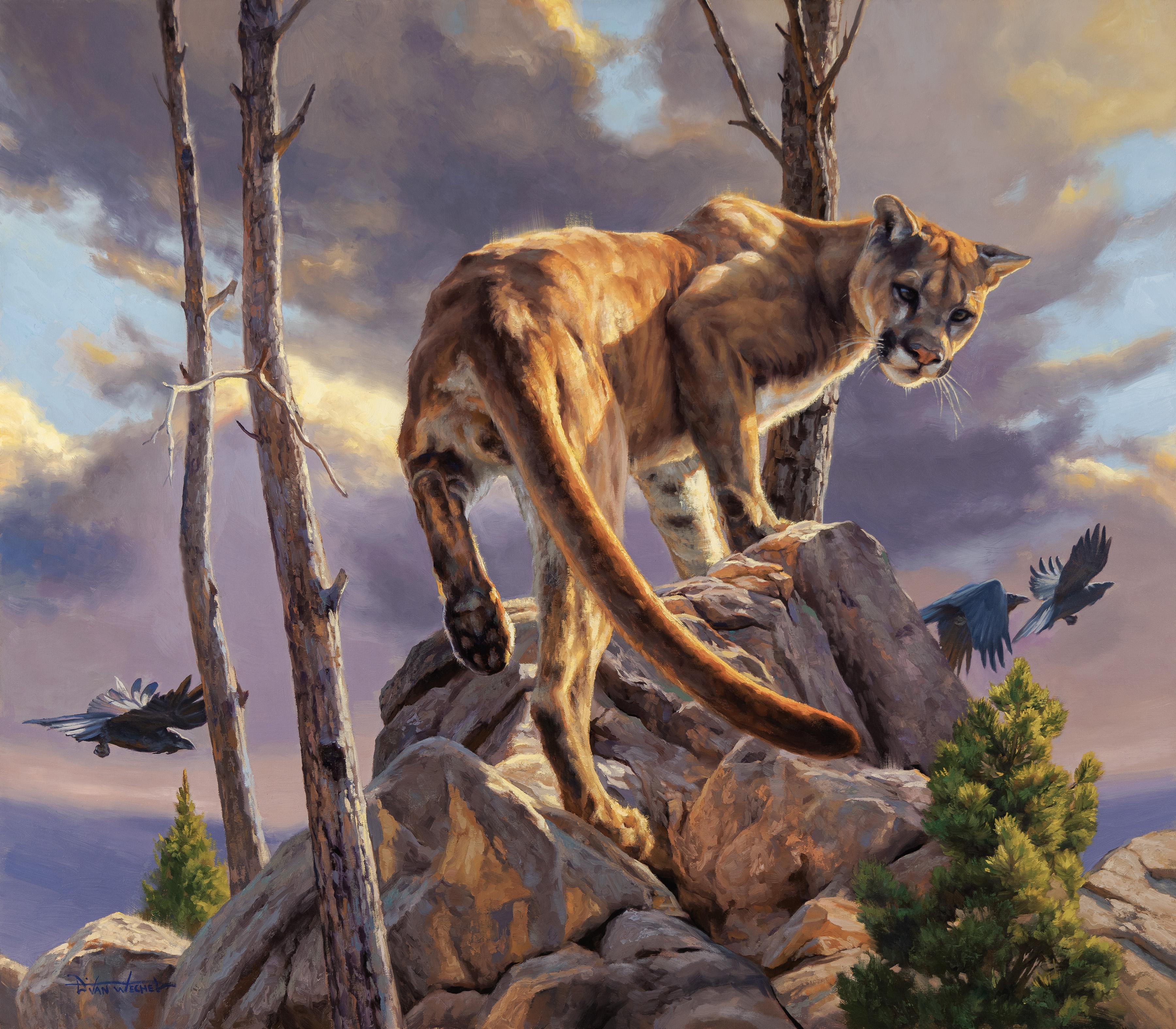 The Catbird Seat – Painting von Dustin Van Wechel