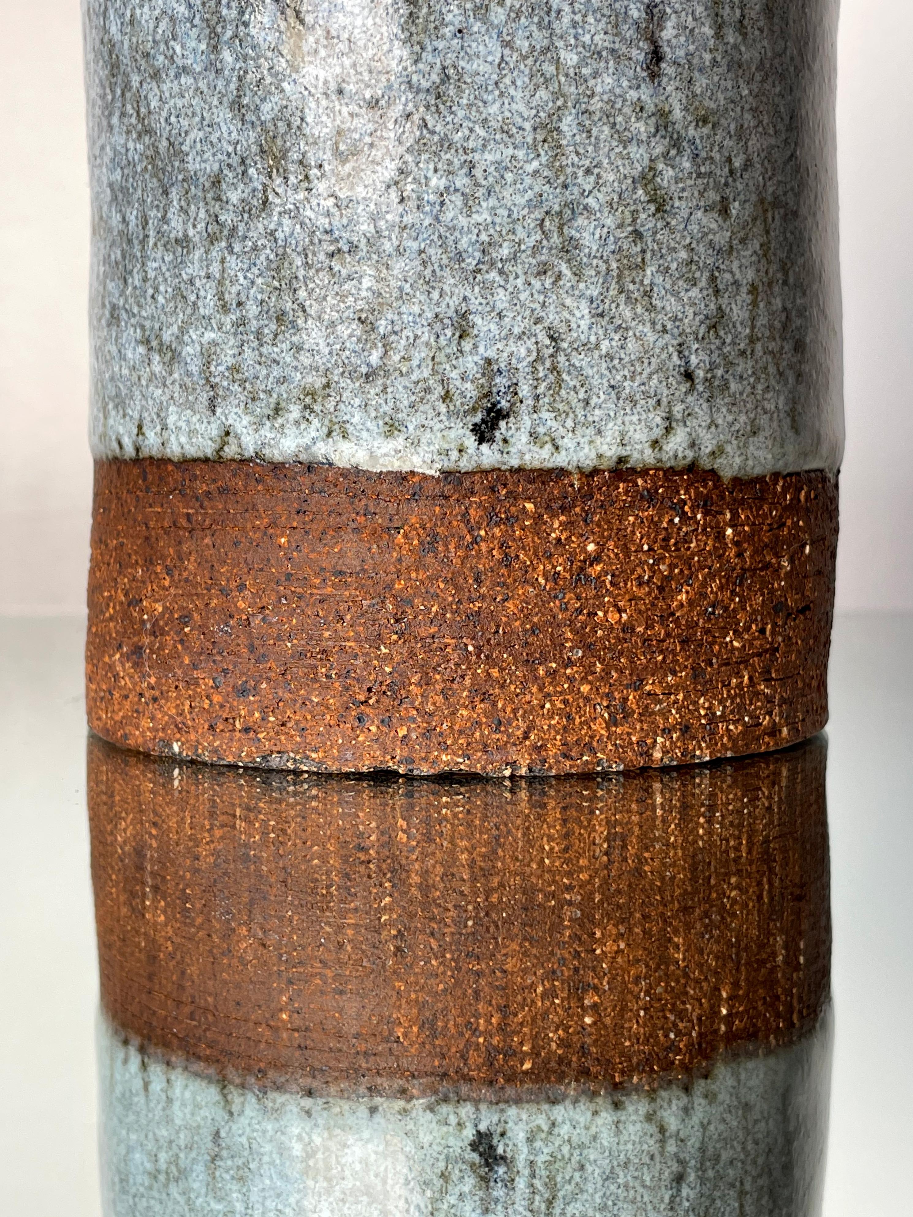 Unglazed Dusty Blue and Black Speckled Danish Modern Stoneware Vase, 1960s