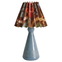 Lampe de table en céramique bleu poussière de Rörstrand, Suède, années 1980
