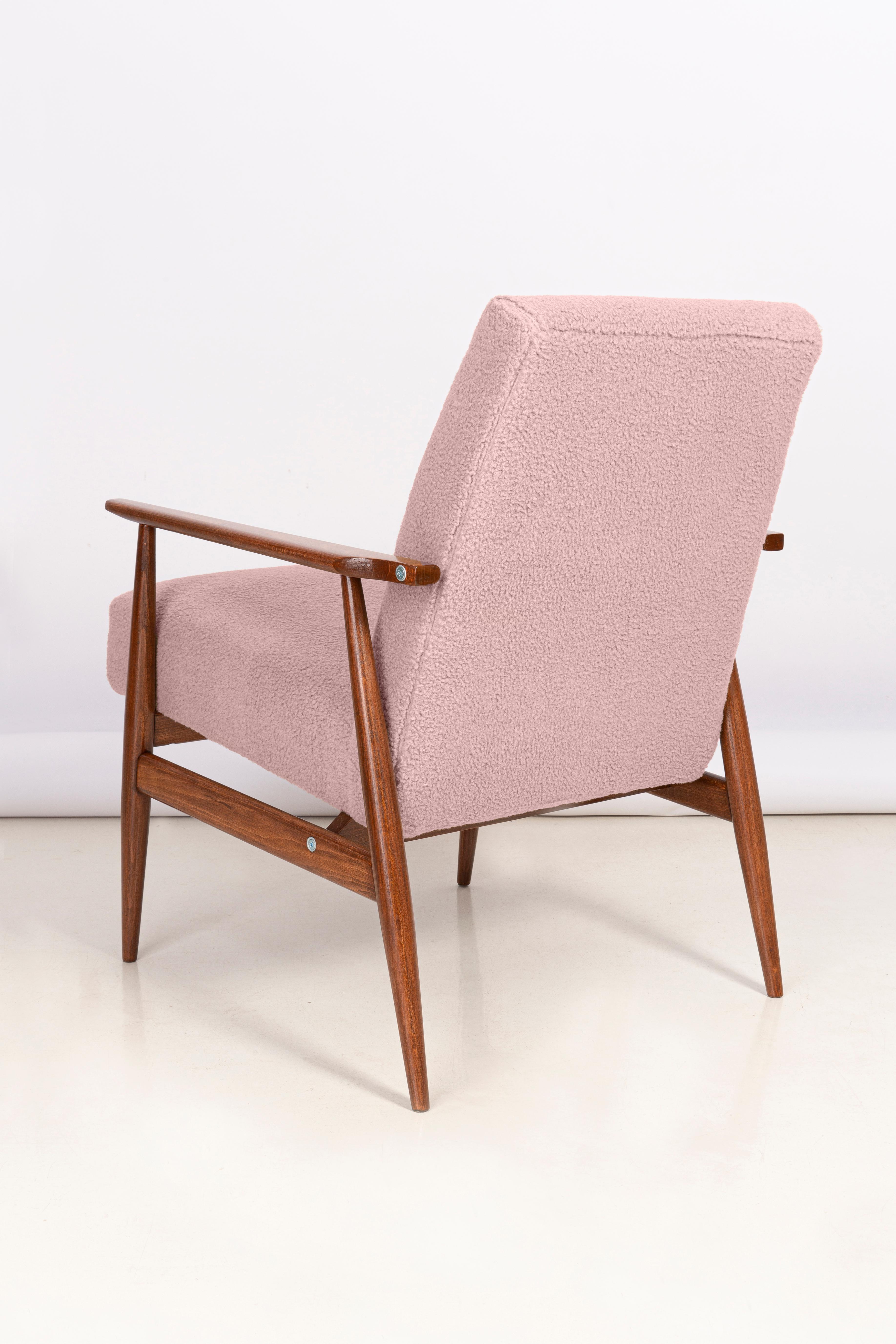 20th Century Dusty Pink Bouclé Dante Armchair, H. Lis, Europe, 1960s For Sale