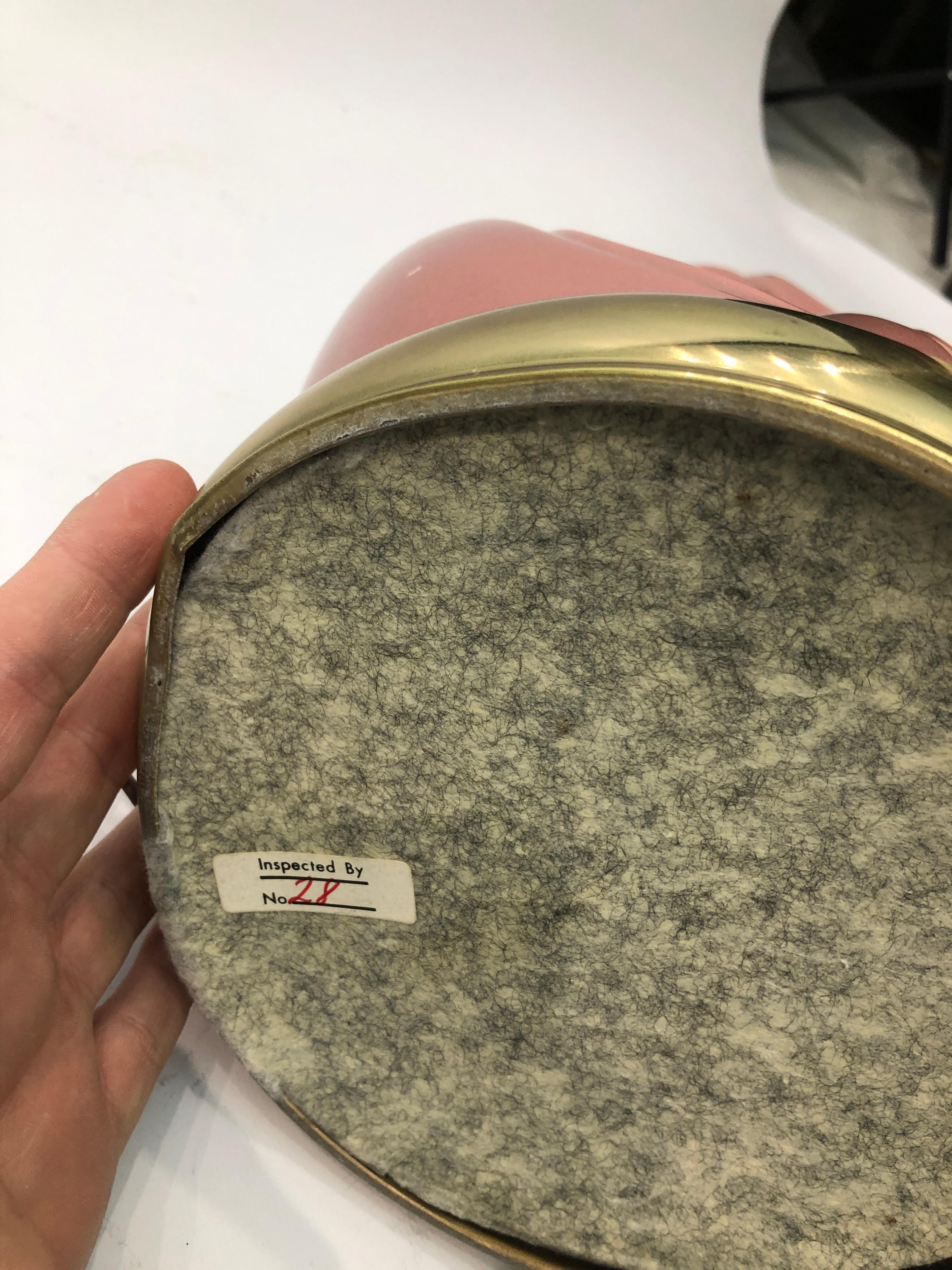 Lámpara de Sobremesa de Latón Cerámica Rosa Polvo 1970s Vintage Mid Century Modern en venta 6