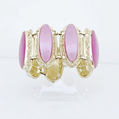 Dusty Pink Moonglow Thermoset Oversized Panel Bracelet, 1950s