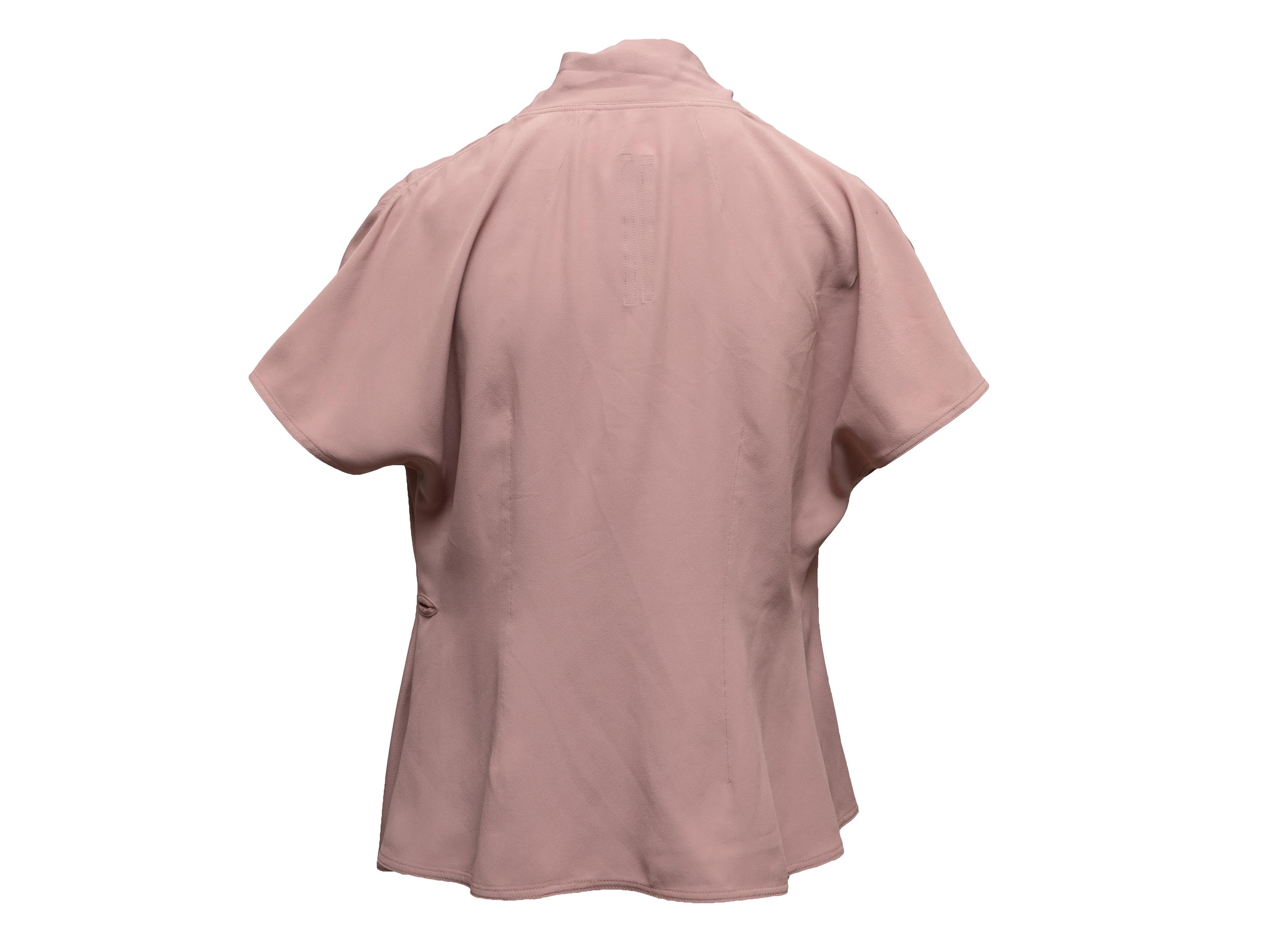 Marron Rick Owens printemps/été 2024 - Haut à manches courtes rose poussiéreux, taille US S en vente