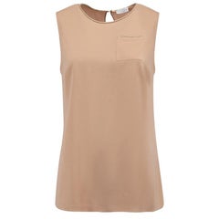 Dusty Pink Silk Embellished Sleeveless Top Size M