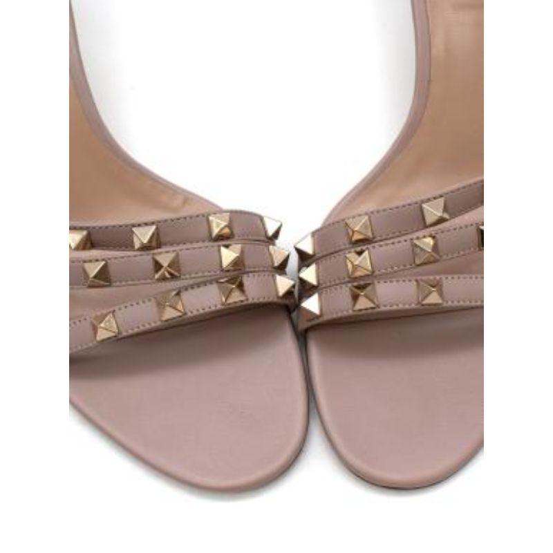 Dusty pink Studded Leather Strappy Espadrilles For Sale 2