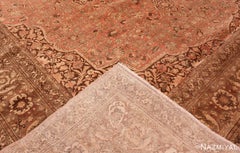 Dusty Rose Antique Persian Tabriz Rug. Size: 12 ft 9 in x 17 ft