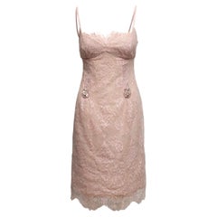 Dusty Rose Carolina Herrera verschönertes ärmelloses Kleid aus Spitze Größe US 4