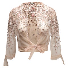 Dusty Rose Carolina Herrera Mesh Rhinestone-Embellished Jacket Size US 4