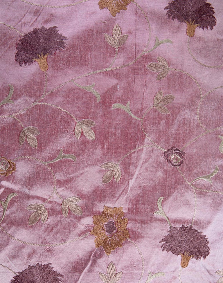 Dusty Rose Dupioni Silk, Finely Woven Hand Embroidered Designer House ...