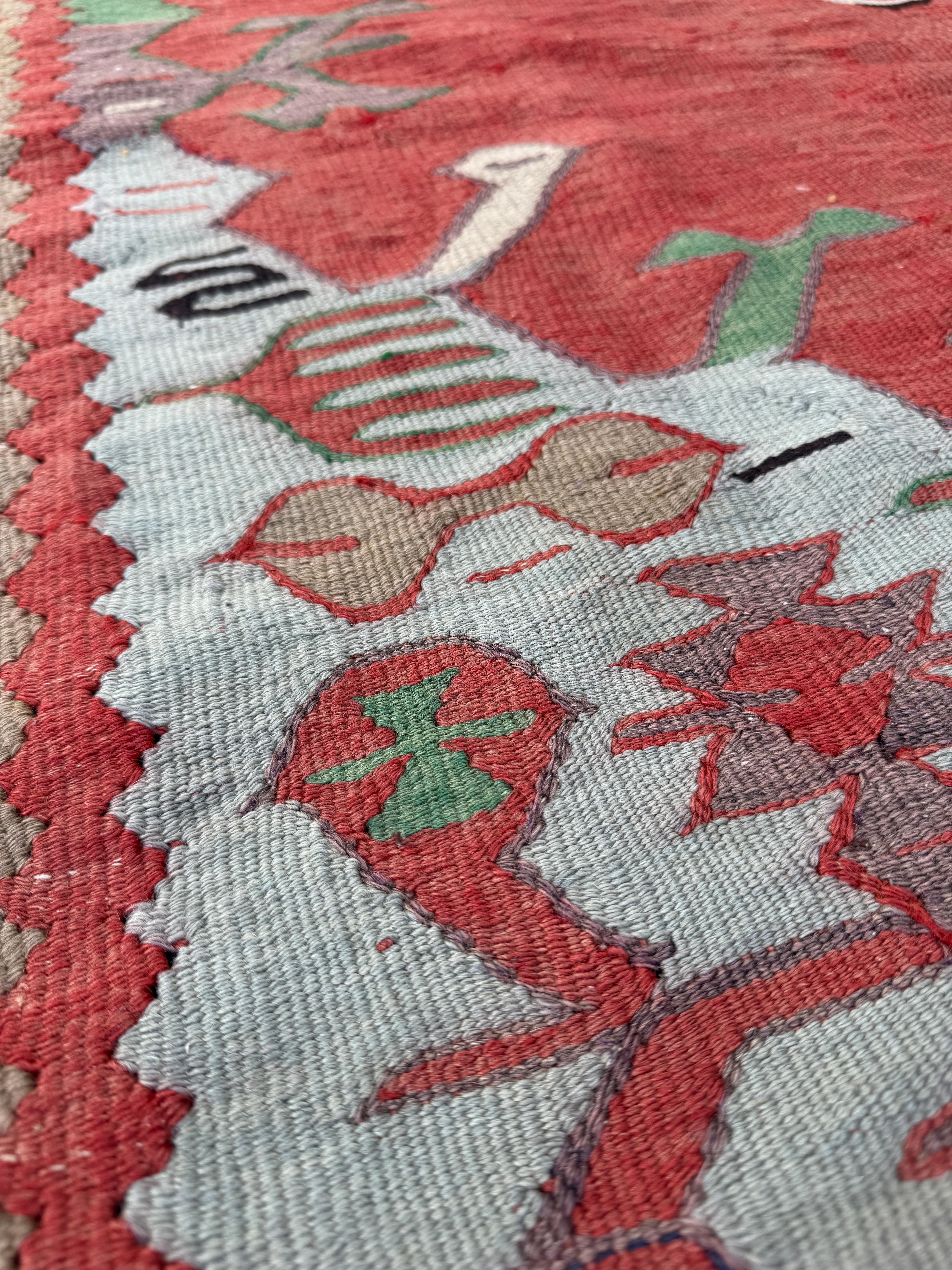 Kilim Oushak rosa polveroso - Tappeto turco semi-antico a trama piatta - 8′4″×9′10″- 1940s in vendita 8