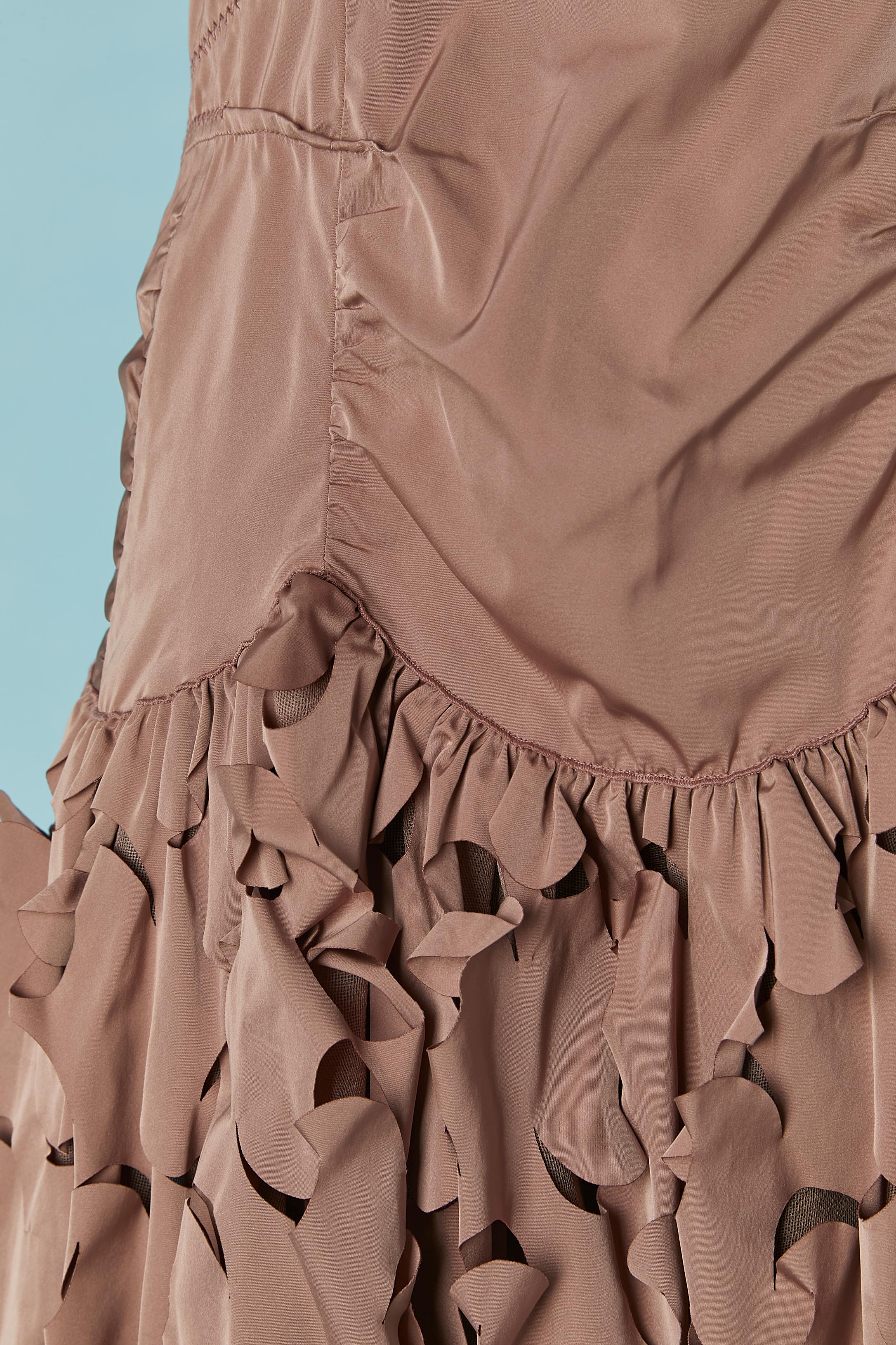 Dusty rose sleeveless cocktail dress with laser cut Nina RICCI New with tag In New Condition For Sale In Saint-Ouen-Sur-Seine, FR