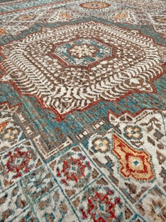 Alfombra de Transición Mamluk Teal Polvo - Lana de Ghazni anudada a mano, 6×8, Turquía