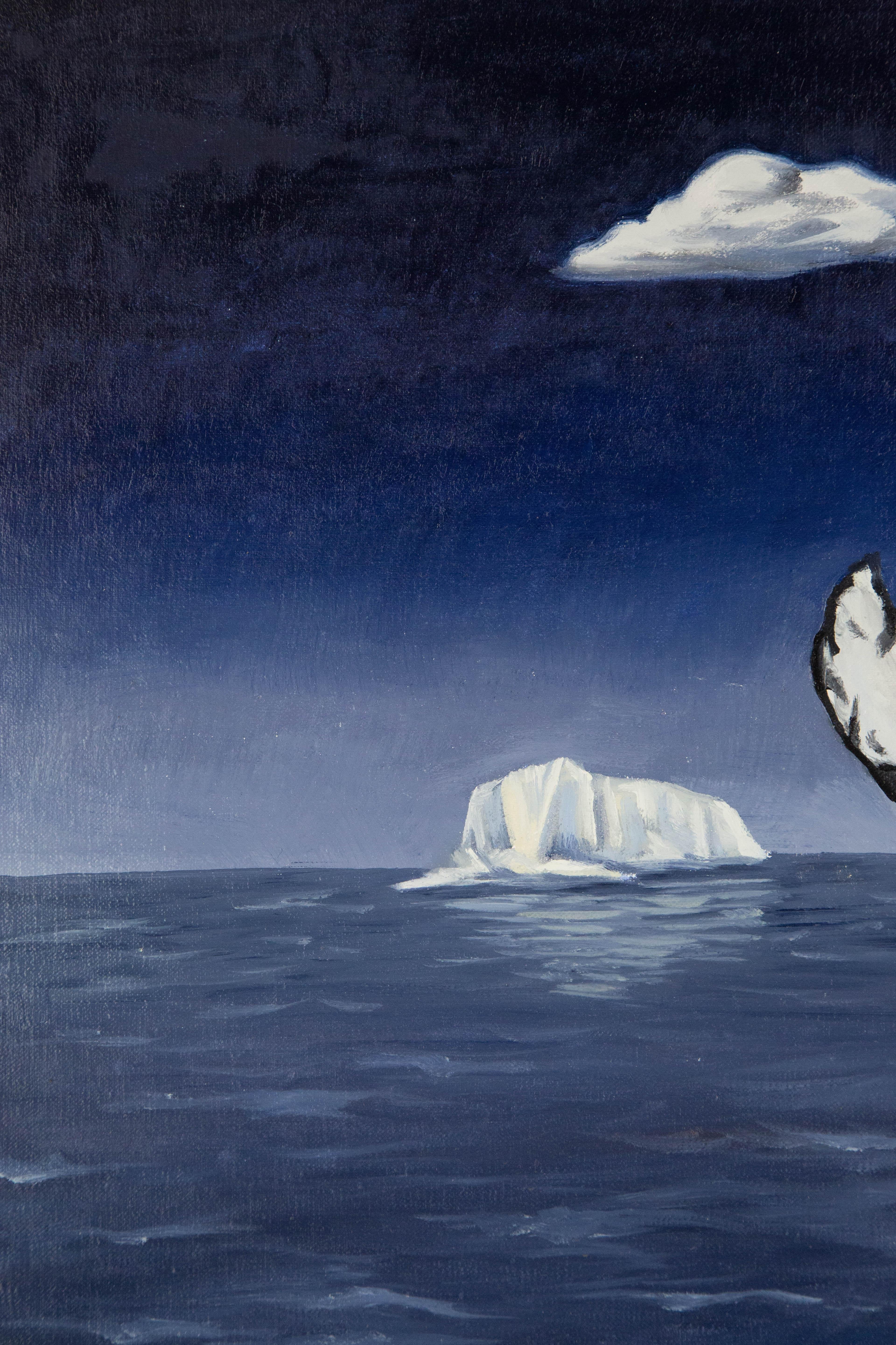 Dutao Wang Tier Original Mixed Media „Ice Mountain And Whale Tail“ Original Mixed Media im Angebot 1