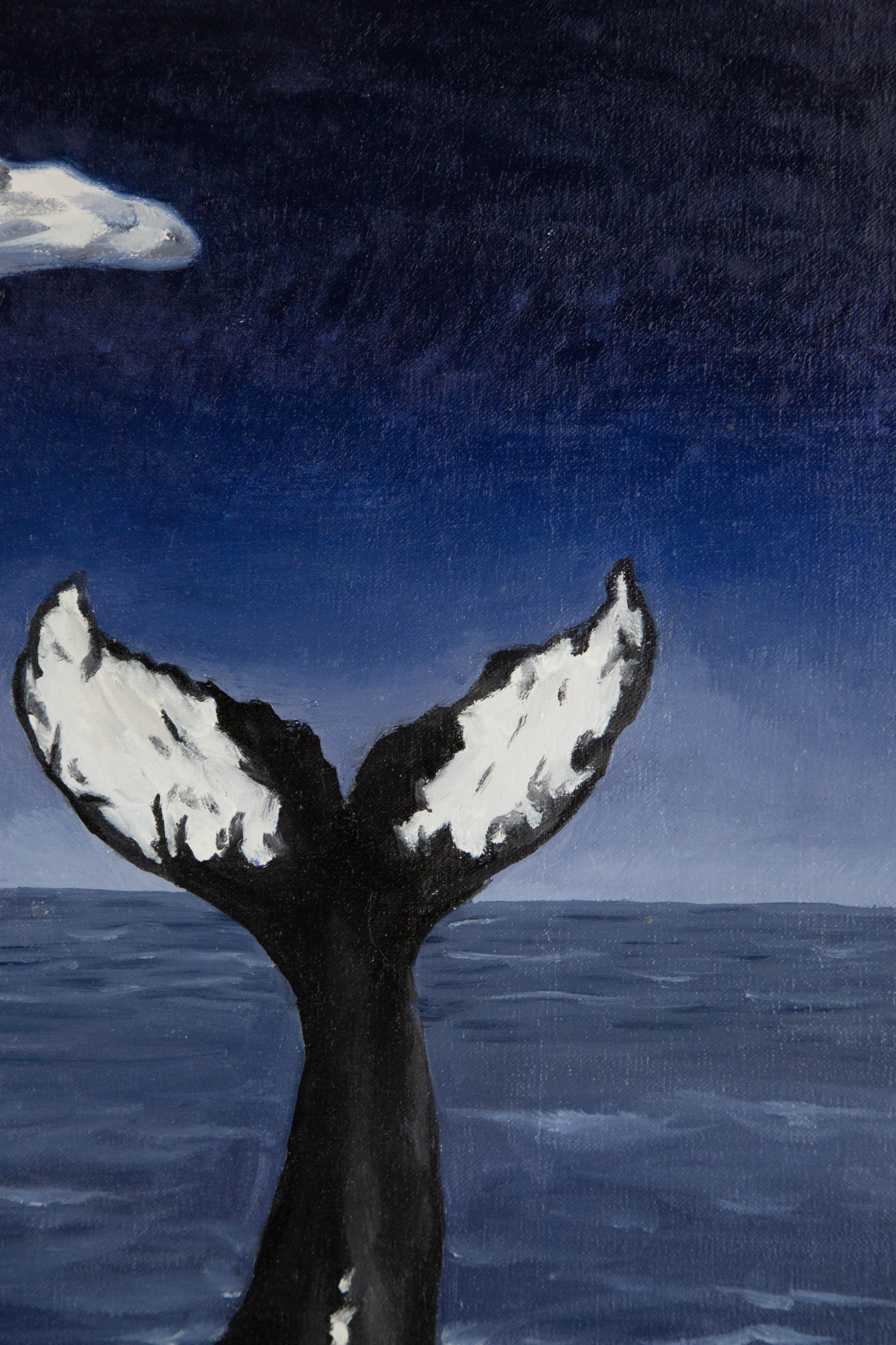 Dutao Wang Tier Original Mixed Media „Ice Mountain And Whale Tail“ Original Mixed Media im Angebot 3
