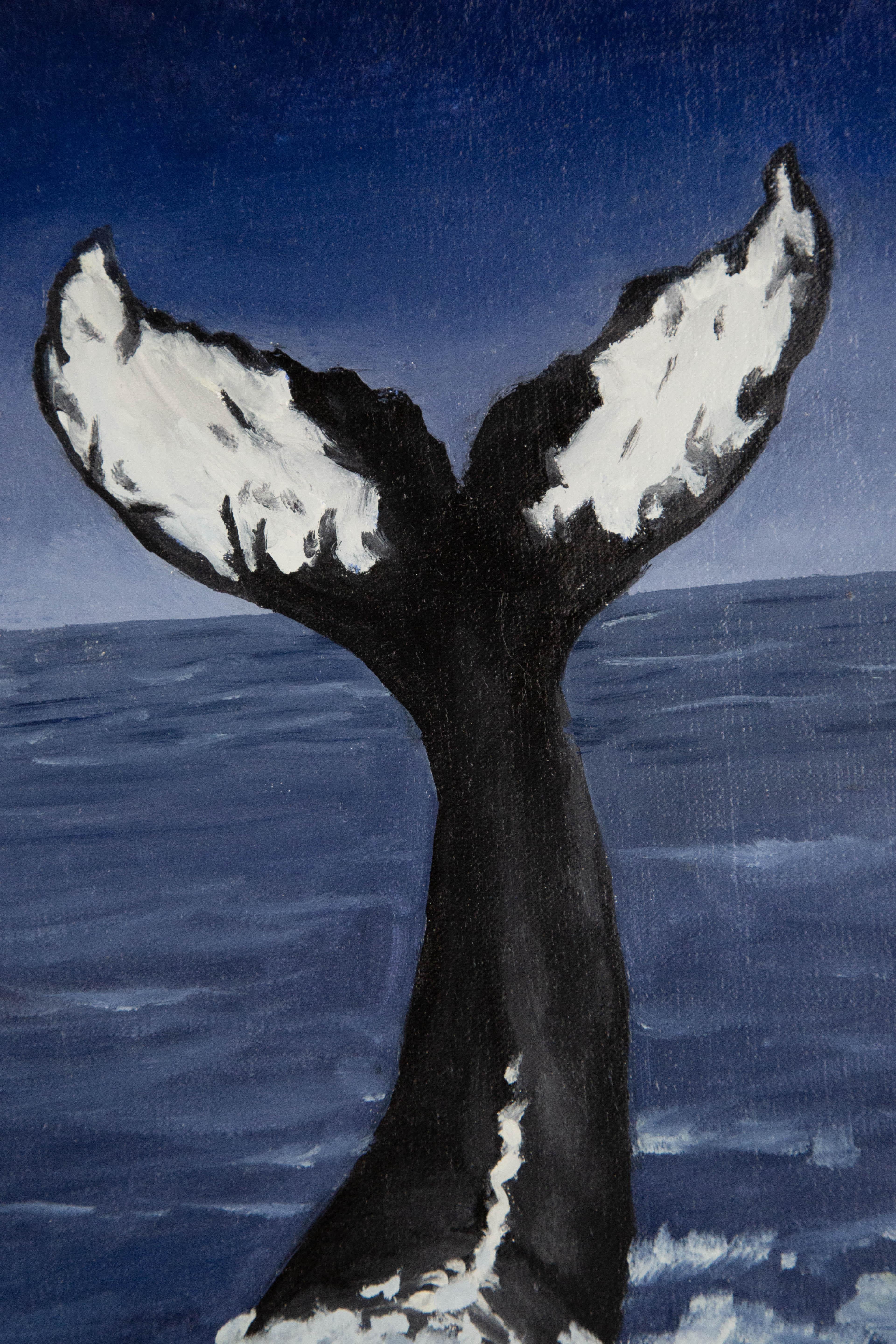 Dutao Wang Tier Original Mixed Media „Ice Mountain And Whale Tail“ Original Mixed Media im Angebot 5