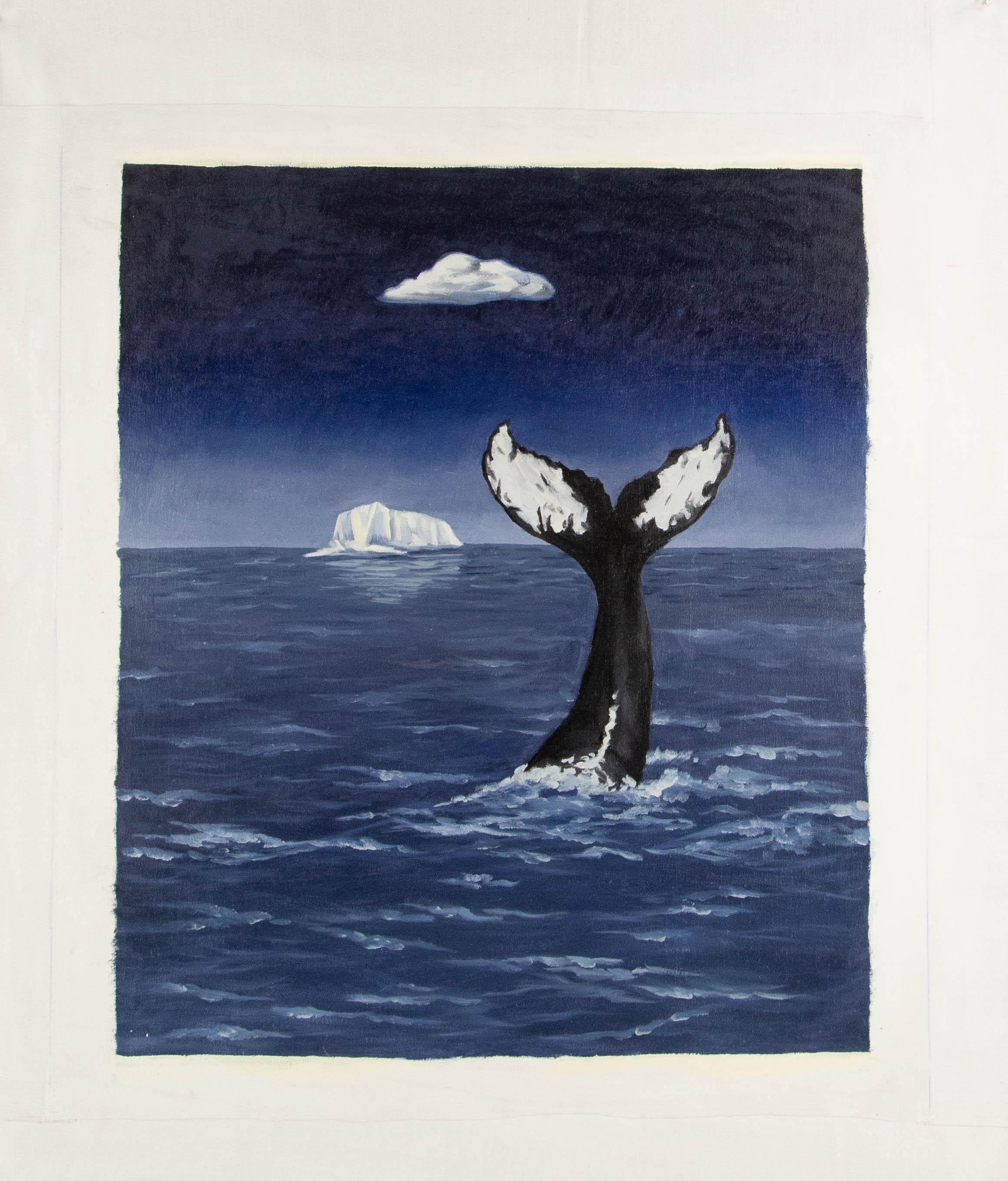 Dutao Wang Tier Original Mixed Media „Ice Mountain And Whale Tail“ Original Mixed Media im Angebot 7