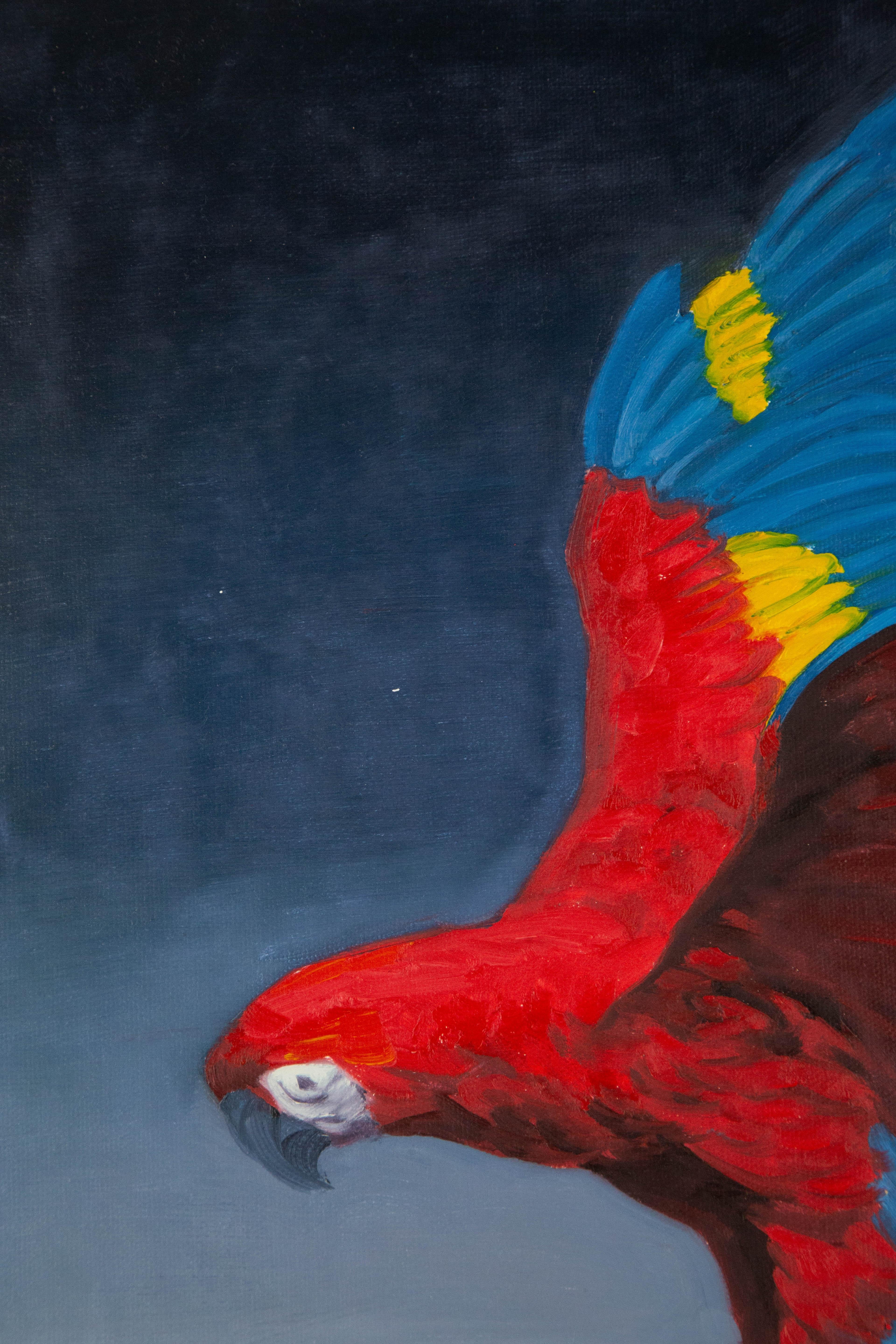 Dutao Wang Tier Original Ölgemälde auf Leinwand „ Papagei III“ im Angebot 1