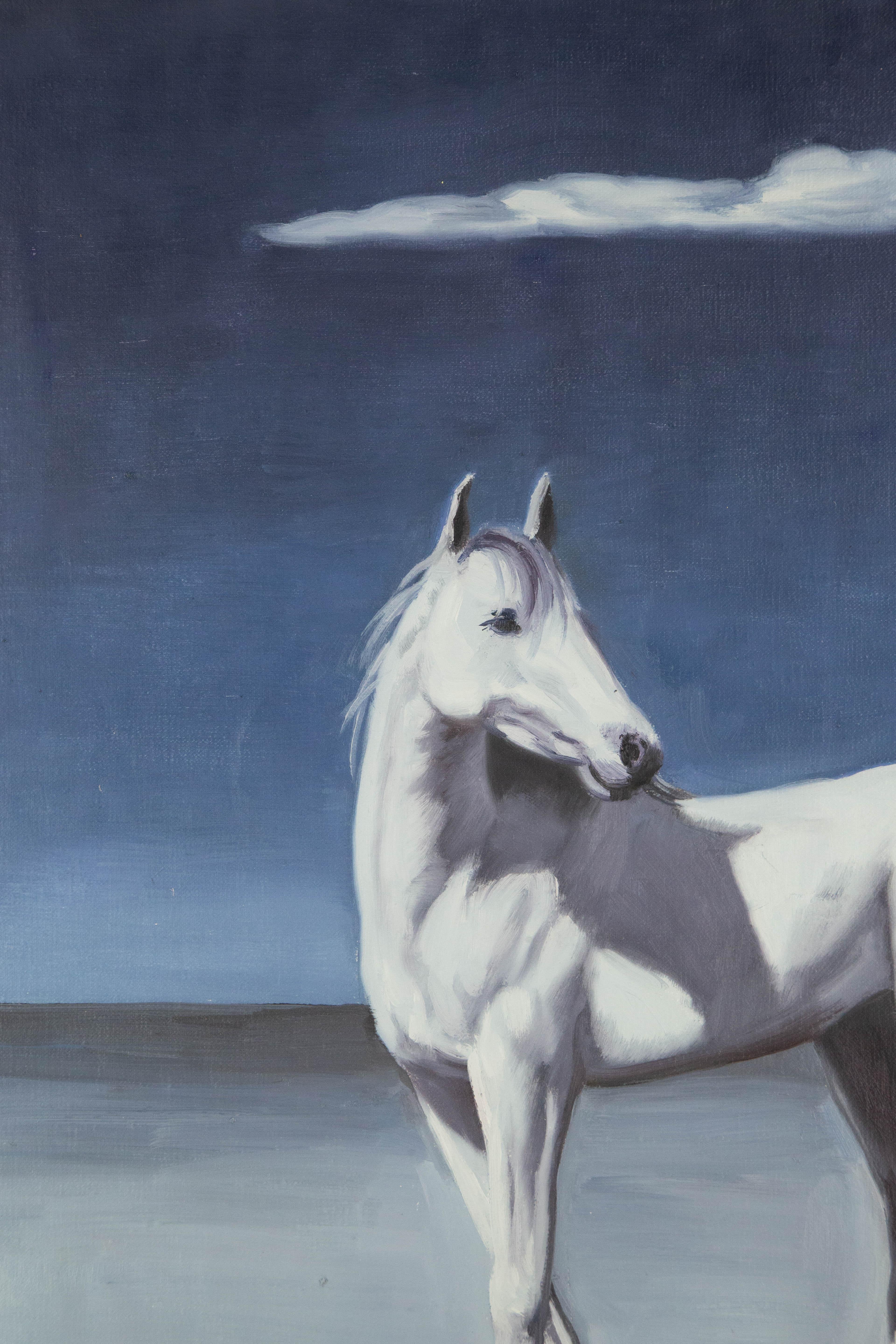 Dutao Wang Tier Original Ölgemälde auf Leinwand „Weißes Pferd II“ im Angebot 1