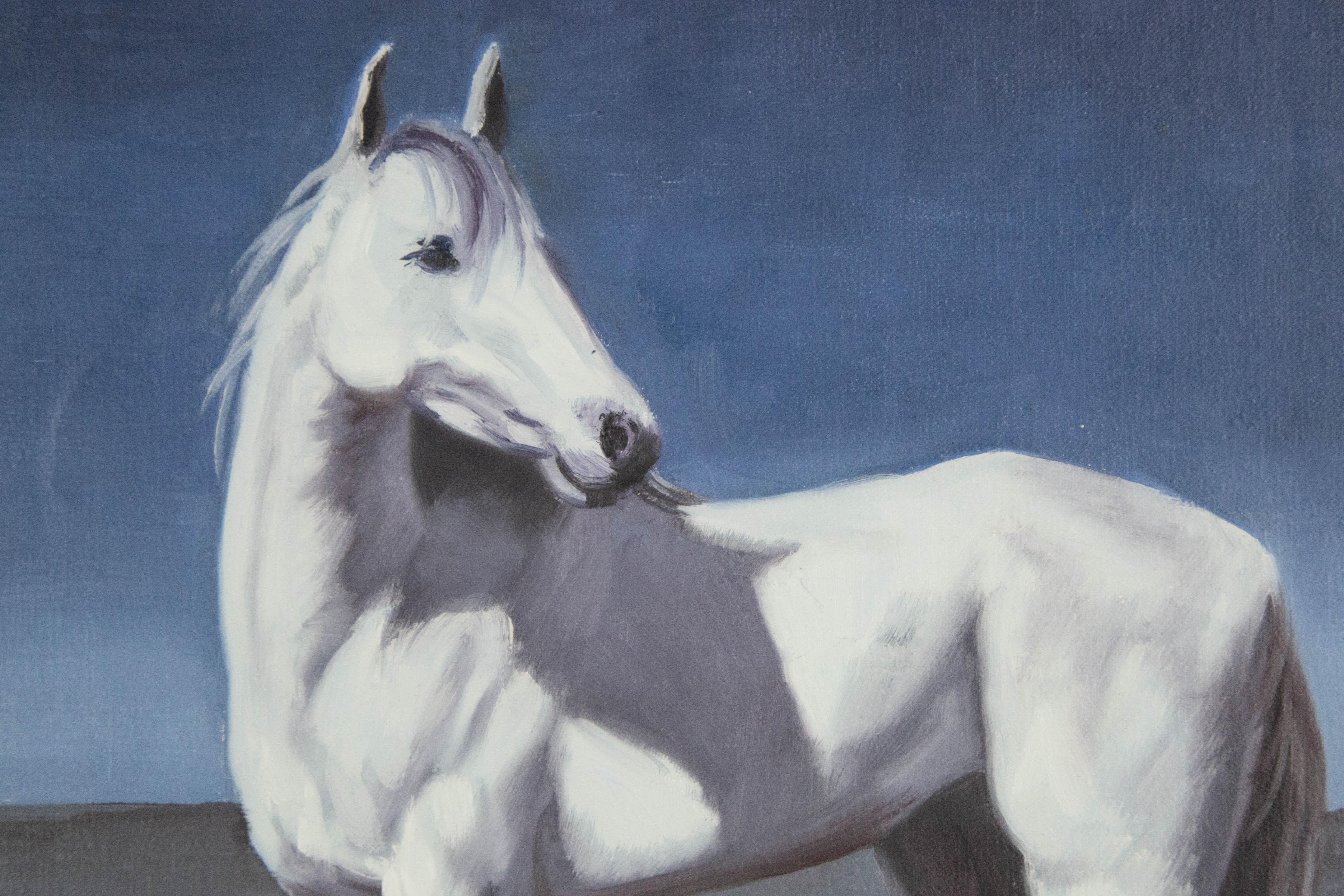 Dutao Wang Tier Original Ölgemälde auf Leinwand „Weißes Pferd II“ im Angebot 5