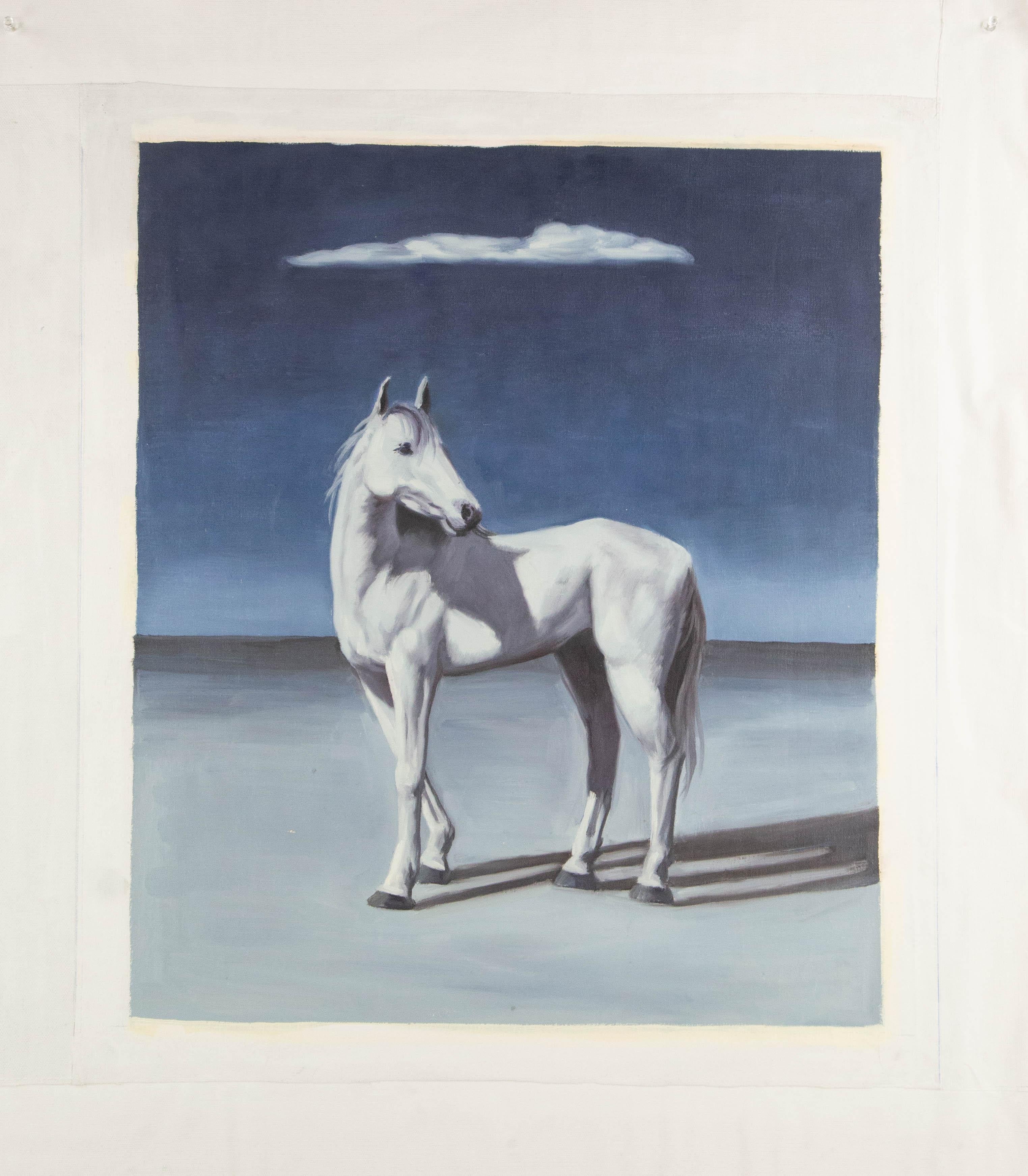 Dutao Wang Tier Original Ölgemälde auf Leinwand „Weißes Pferd II“ im Angebot 7