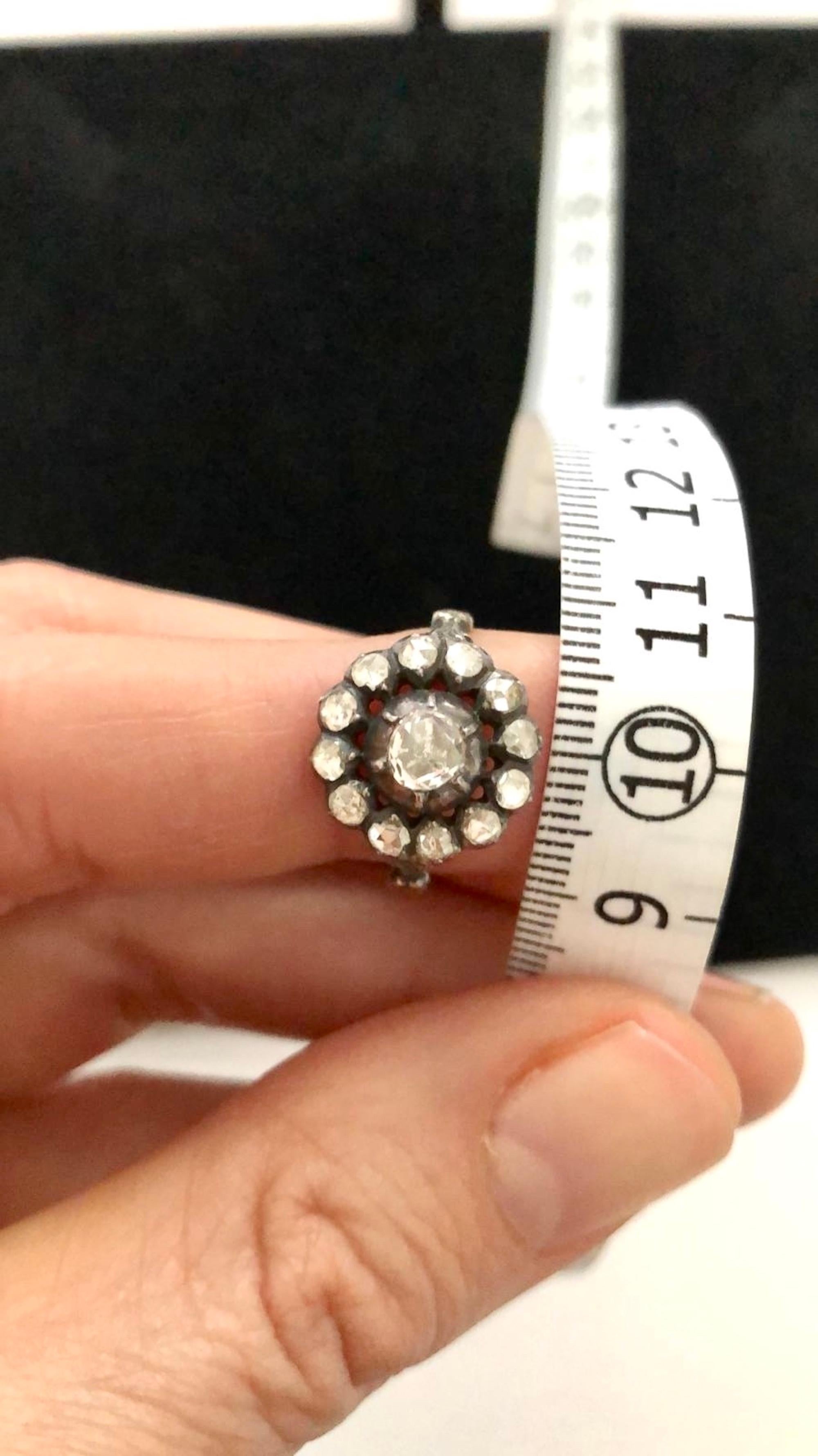 Vintage Rose Cut Diamanten 14K Gold und Silber Ring im Angebot 6