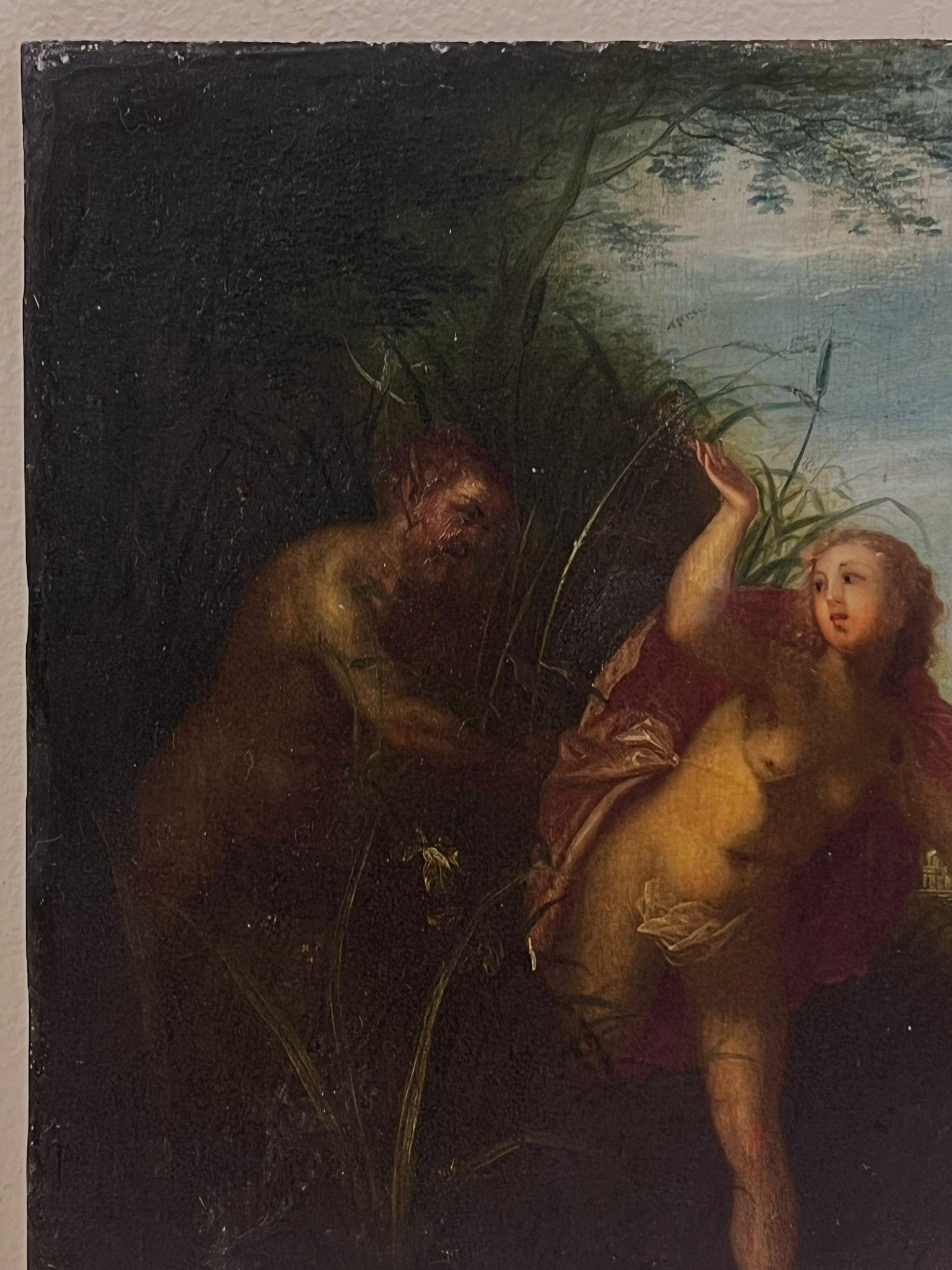 XVII Óleo del Siglo de Oro holandés del Viejo Maestro sobre panel de madera Desnudo mitológico en el bosque - Painting Antiguos maestros de Dutch 17th Century