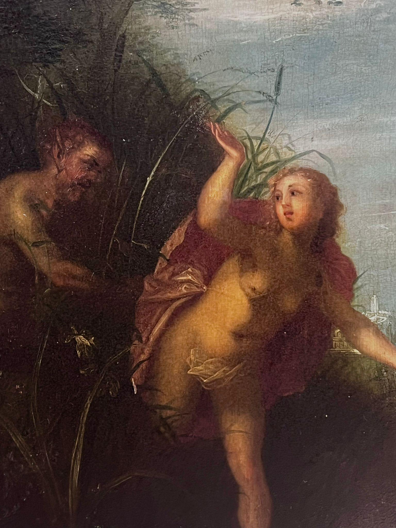XVII Óleo del Siglo de Oro holandés del Viejo Maestro sobre panel de madera Desnudo mitológico en el bosque - Figurative Painting Negro de Dutch 17th Century