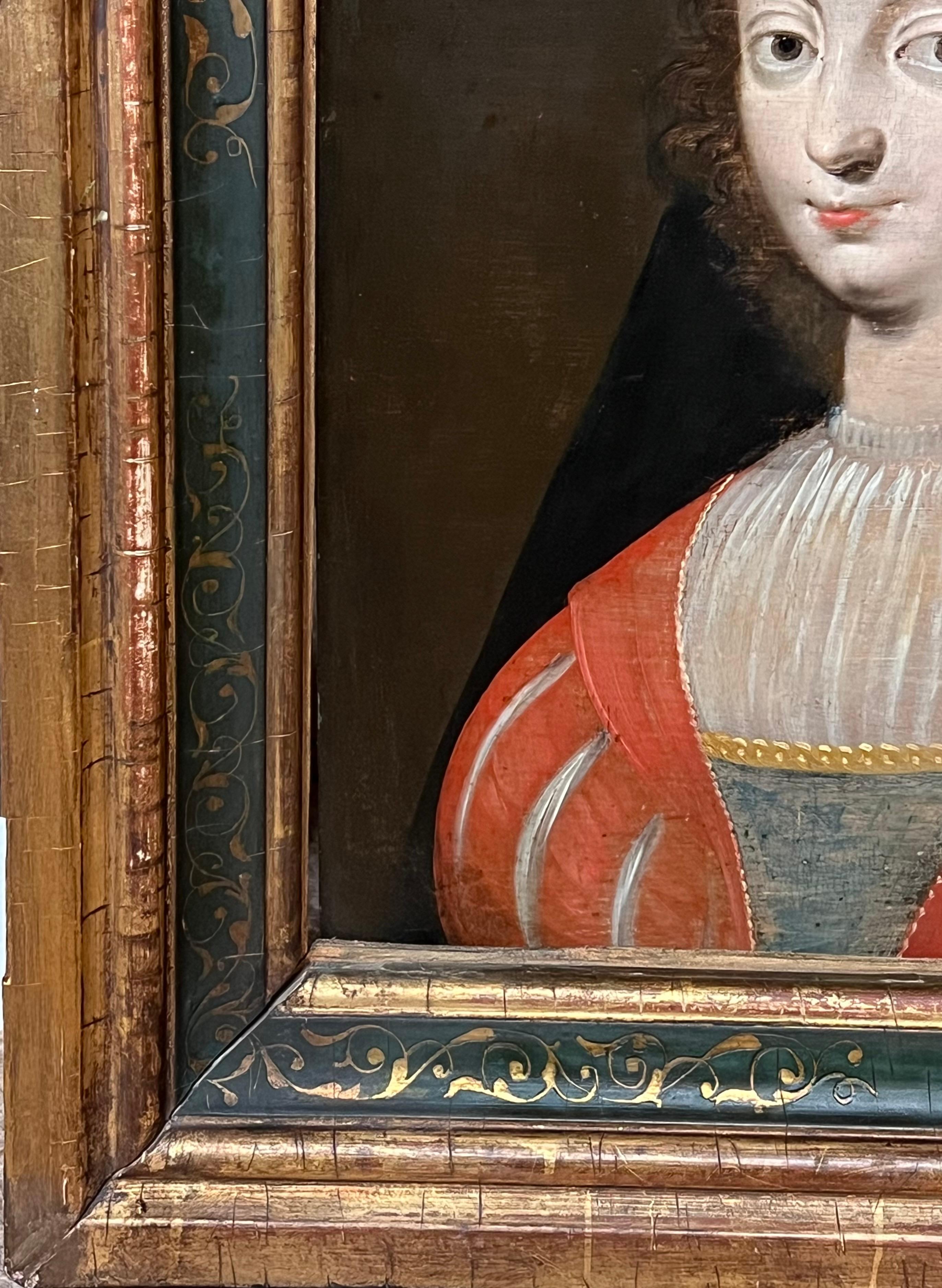 Fine 17th Century Dutch Old Master Oil on Cradled Panel Portrait of Young Lady - Old Masters Painting by Dutch 17th Century