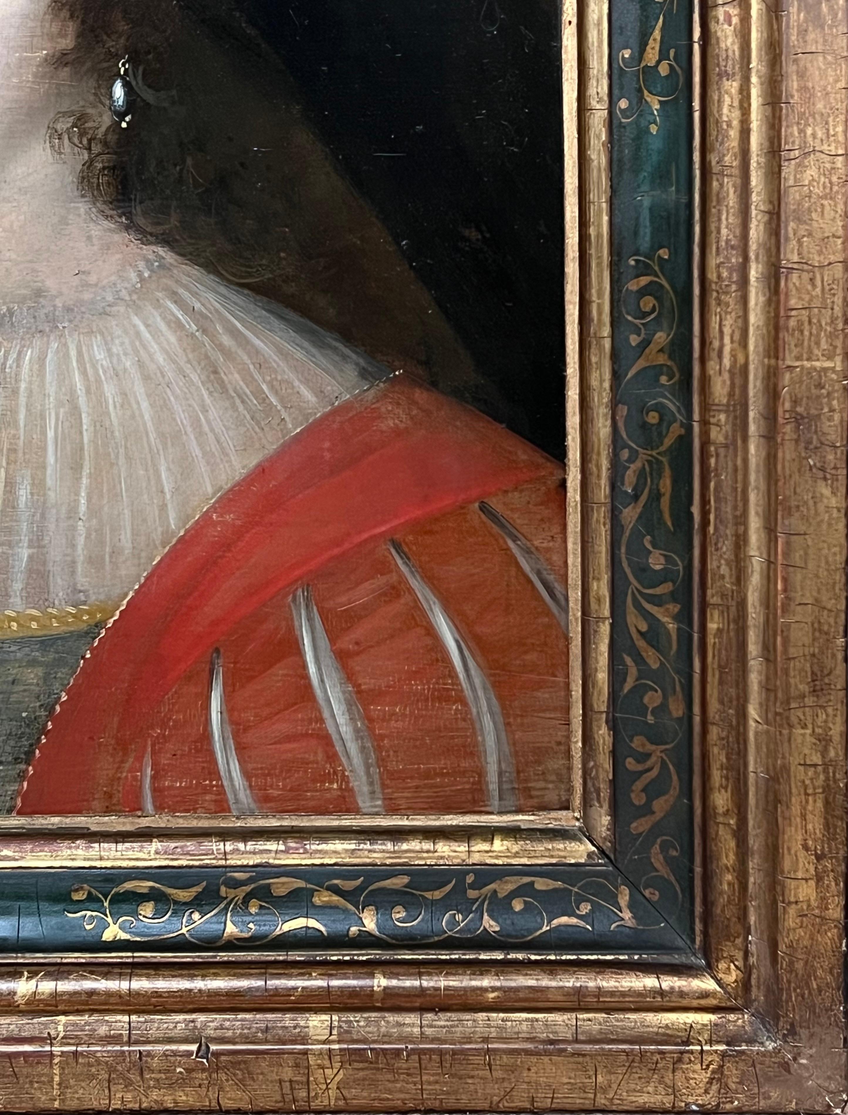 Fine 17th Century Dutch Old Master Oil on Cradled Panel Portrait of Young Lady For Sale 1