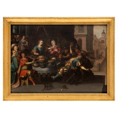 Dutch 17th Century Oil on Wood Painting in the Manner of Frans Francken