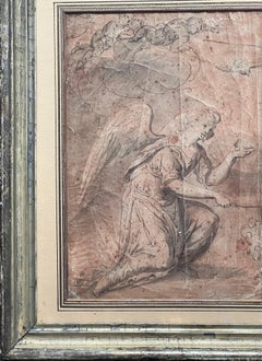 Fine 17th Century Dutch Old Master Ink Drawing & Wash Visiting Angel