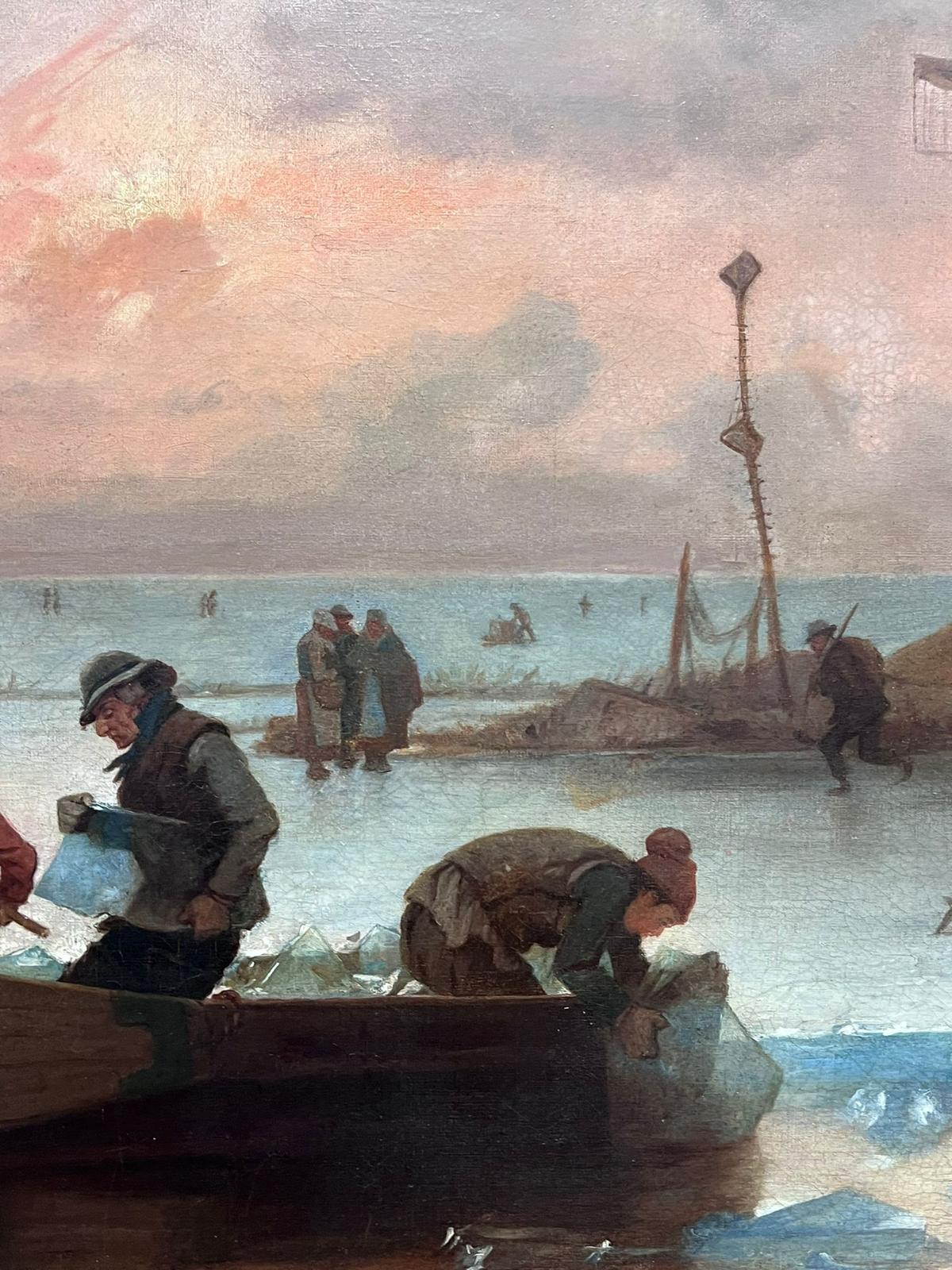 Cutting the Ice
Dutch School, circa 1880's
signed with initials AW and dated 1888
oil on canvas, unframed
canvas: 32.5 x 56 inches
provenance: private collection, England
condition: overall good and sound condition 