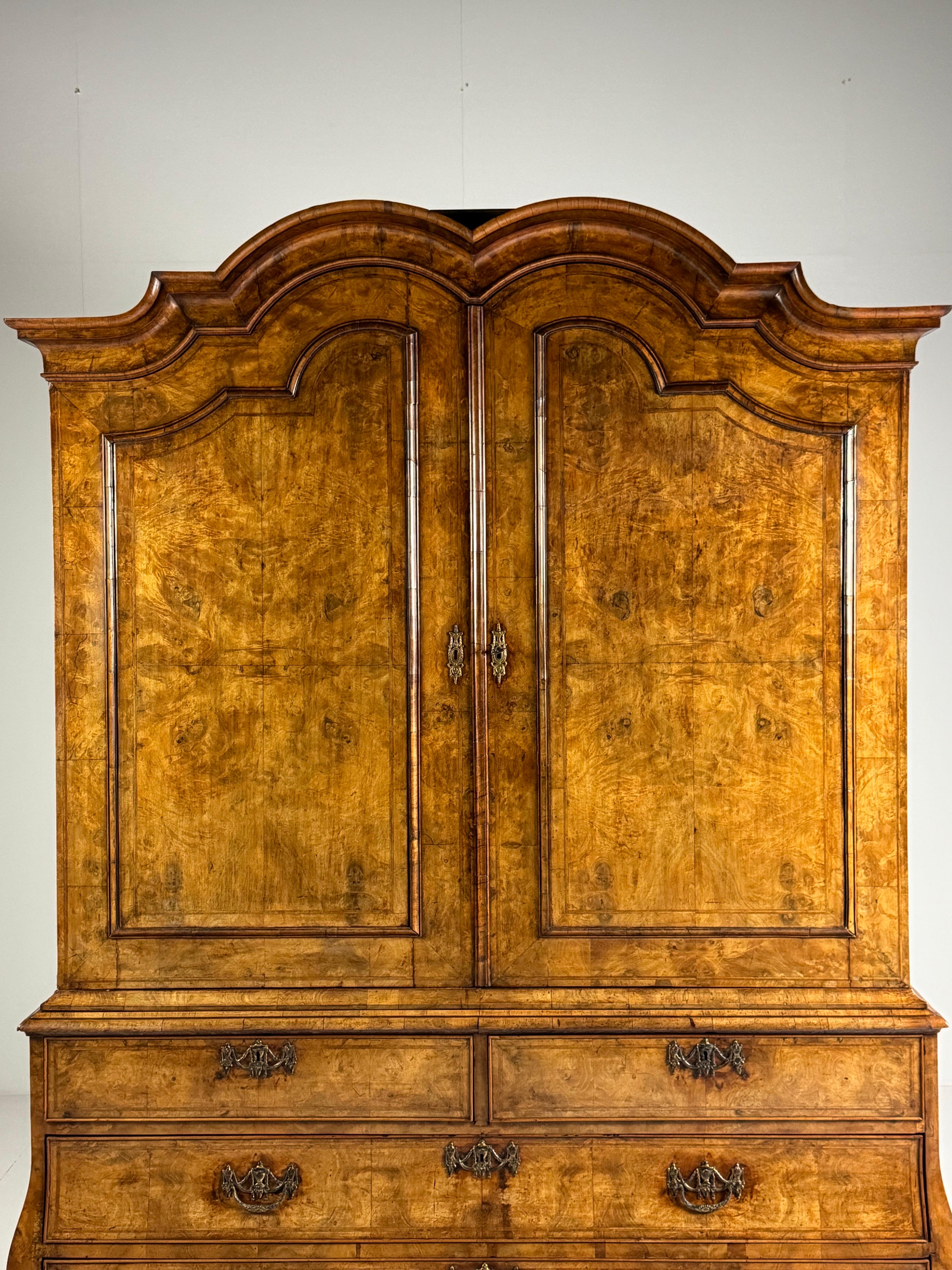 Oak Dutch 18th century Burr Walnut Cabinet For Sale