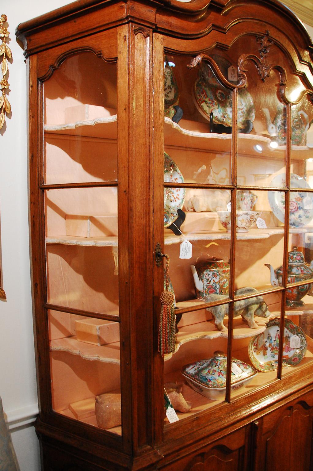 Dutch 18th Century Glazed Top Display Cabinet with Shelves above, Cabinet below For Sale 1