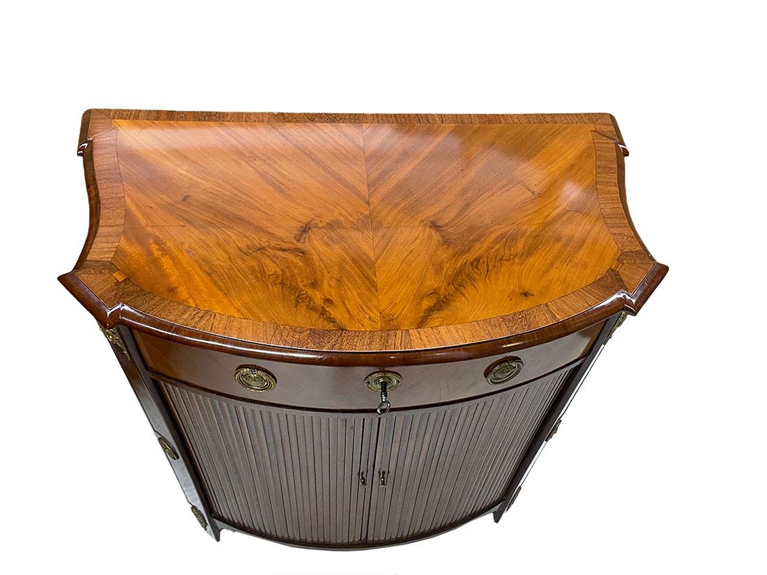 Wood Dutch 18th Century mahogany Tambour door cabinet For Sale